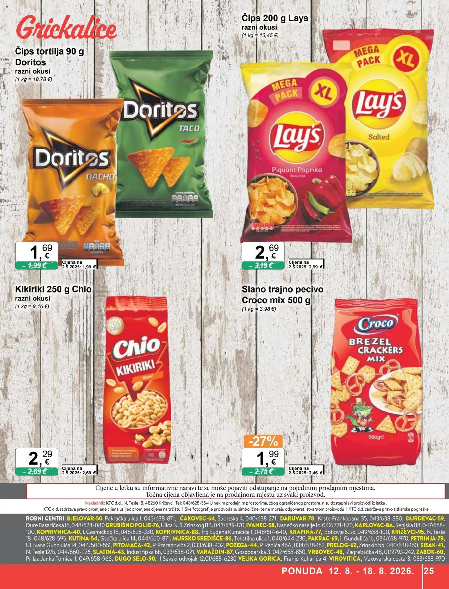 KTC katalog | vrijedi od 12.08.2026 | Stranica: 25 | Proizvodi: Paprika, Čips, Kikiriki, Pecivo