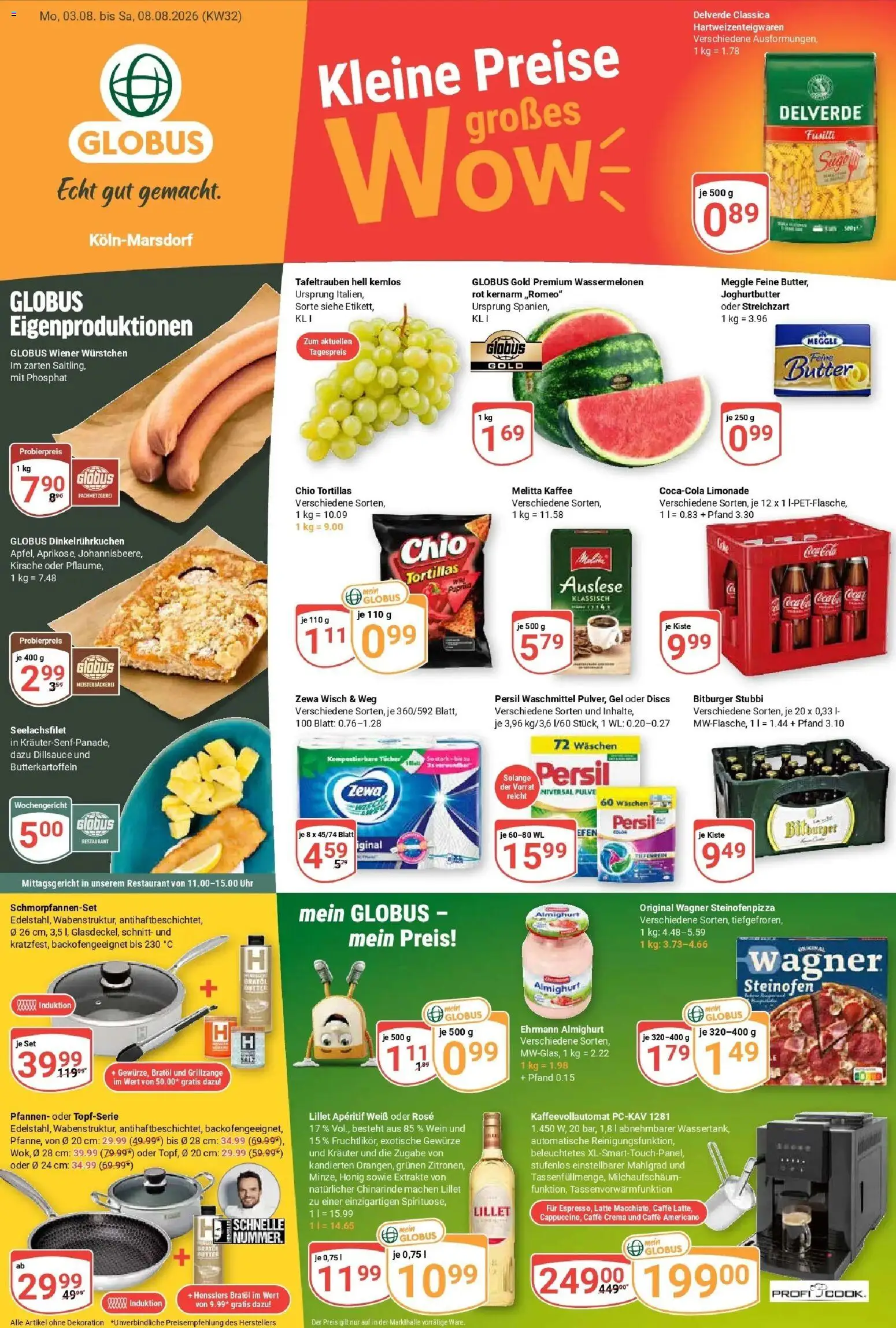 Globus Prospekt Köln (ab 03.08.2026) » Angebote online | Seite: 1 | Produkte: Bäckerei, Wiener wurstchen, Zewa, Gewürze
