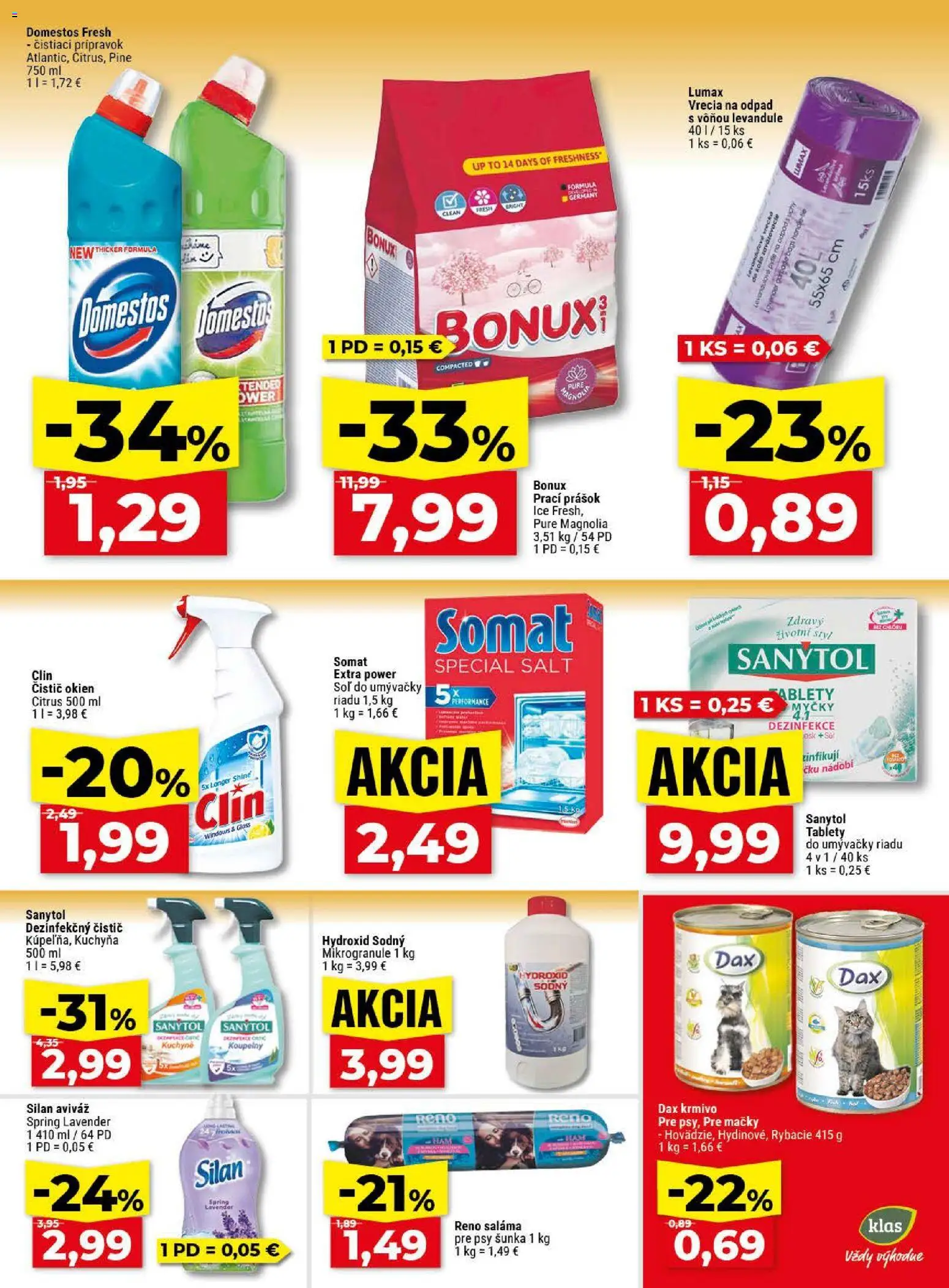 Nové Klas akcie – leták je platný od 04.05.2026 | Strana: 26 | Produkty: Kuchyňa, Čistič okien, Aviváž, Bonux