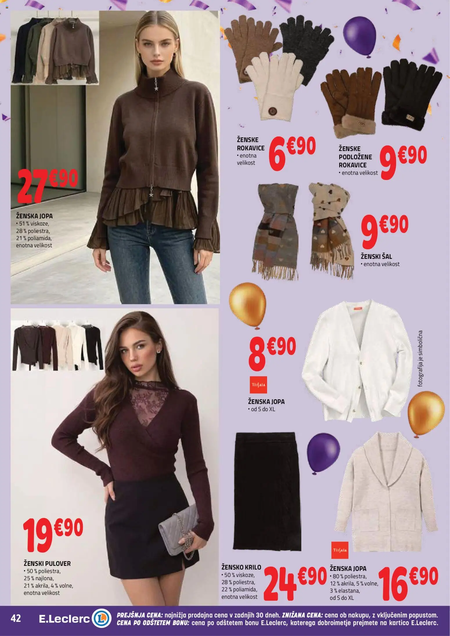 Novi E.leclerc katalog ponudbe – veljaven od 21.10.2026 | Stran: 2 | Izdelki: Krilo, Pulover, Sal, Rokavice