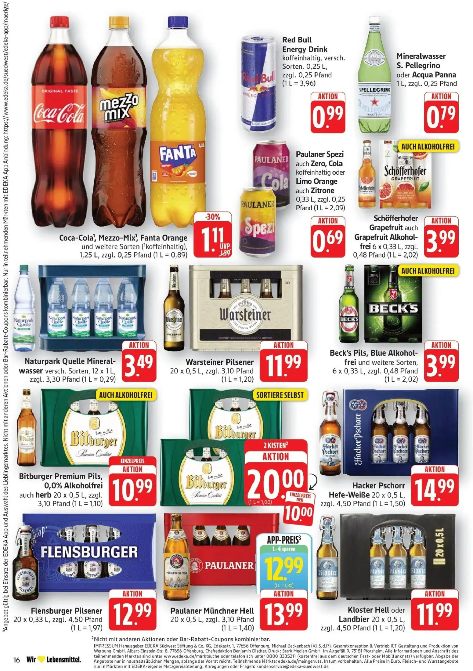 Edeka Prospekt Eislingen (ab 21.09.2026) » Angebote Online | Seite: 16 | Produkte: Coca cola, Fanta, Paulaner spezi, Paulaner