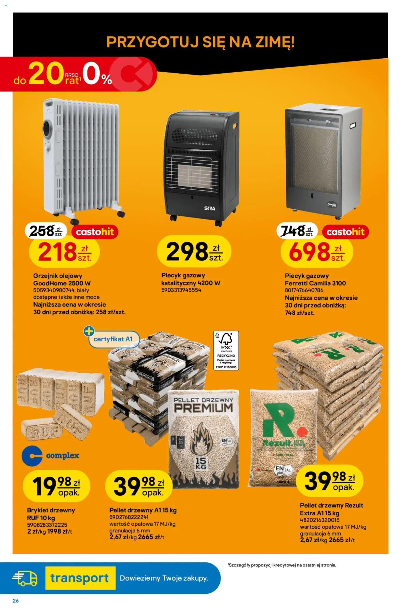 Castorama gazetka od 30.09.2026 | Strona: 26 | Produkty: Brykiet drzewny, Piecyk, Pellet drzewny