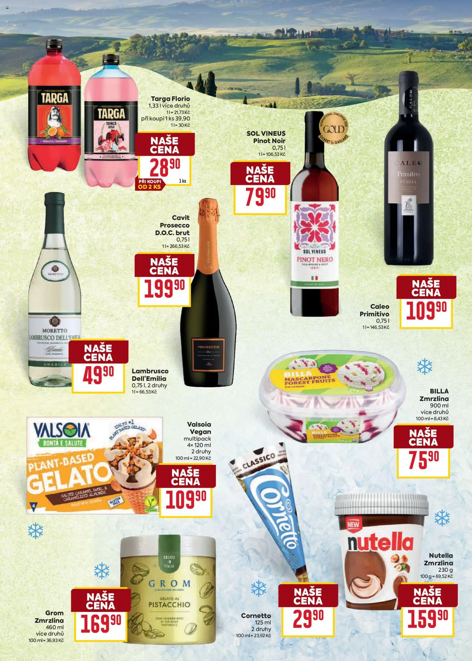 Billa leták - Bohatá chuť středomoří od 20.05.2026 | Strana: 13 | Produkty: Lambrusco, Primitivo, Pinot Noir, Mascarpone