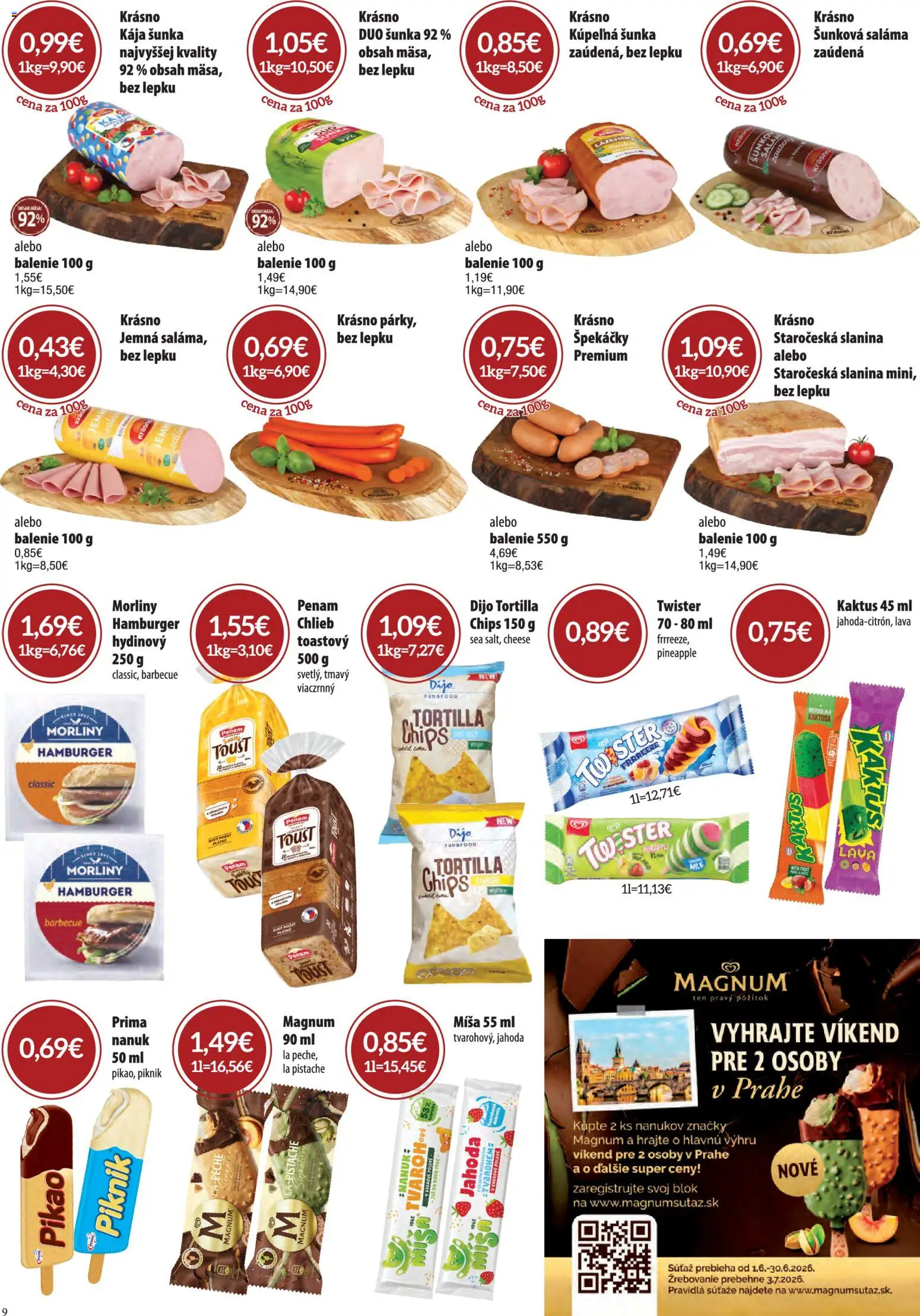 Nové CBA Verex akcie – leták je platný od 04.06.2026 | Strana: 9 | Produkty: Kúpelňa, Slanina, Hamburger