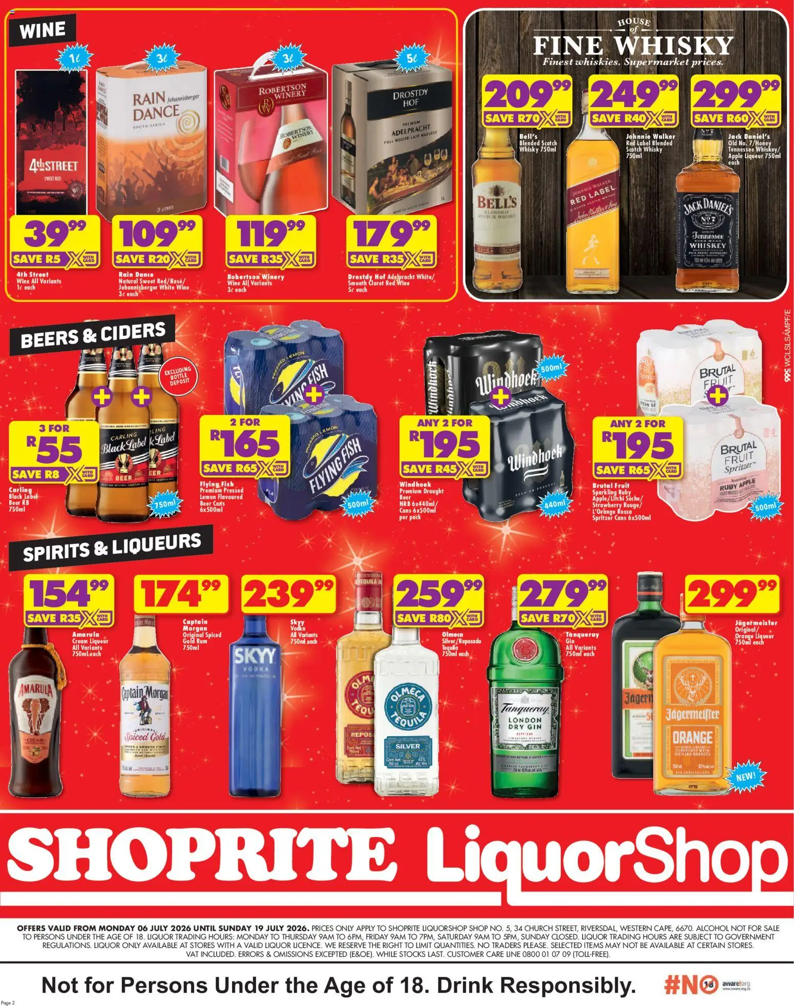 New Shoprite catalogue – valid from 06/07/2026 | Page: 2 | Products: Rum, Beer, Vodka, Lemon
