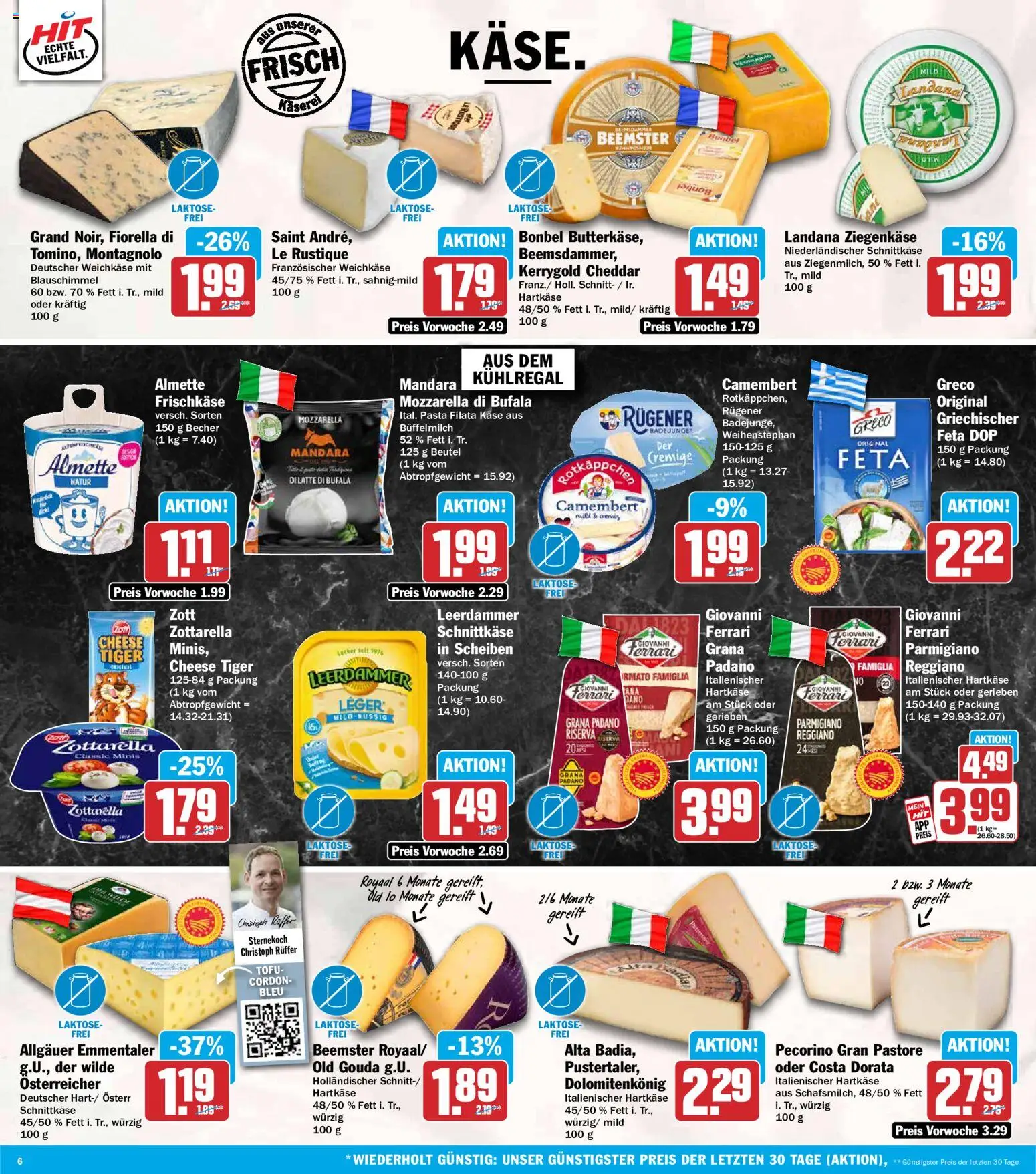 HIT Prospekt – gültig ab 13.07.2026 | Seite: 6 | Produkte: Mozzarella, Ziegenkäse, Leerdammer, Frischkase