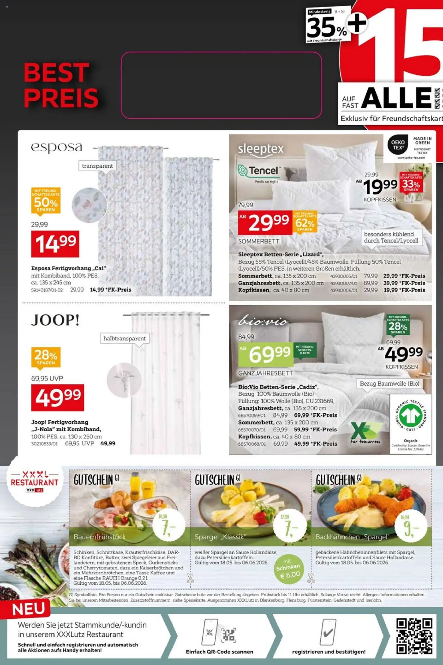 XXXLutz Marken Bestpreis – gültig ab 16.05.2026 | Seite: 2 | Produkte: Kaffee, Kopfkissen, Spargel, Schinken
