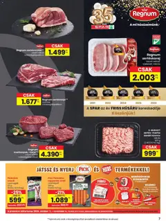 Spar akciós újság - amely érvényes a következő dátumtól: 2026.10.29. | Oldal: 7 | Termékek: Sertéstarja, Sertéscsülök, Pick, Tarja