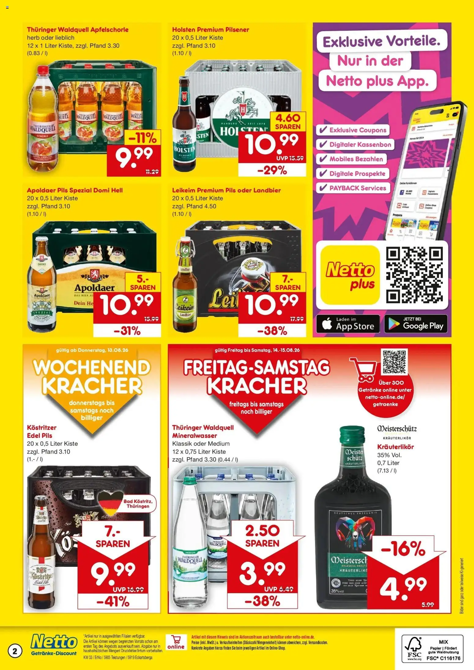 Netto Marken-Discount Prospekt Teistungen – gültig ab 10.08.2026 | Seite: 2 | Produkte: Kostritzer, Holsten, Mineralwasser, Bilder