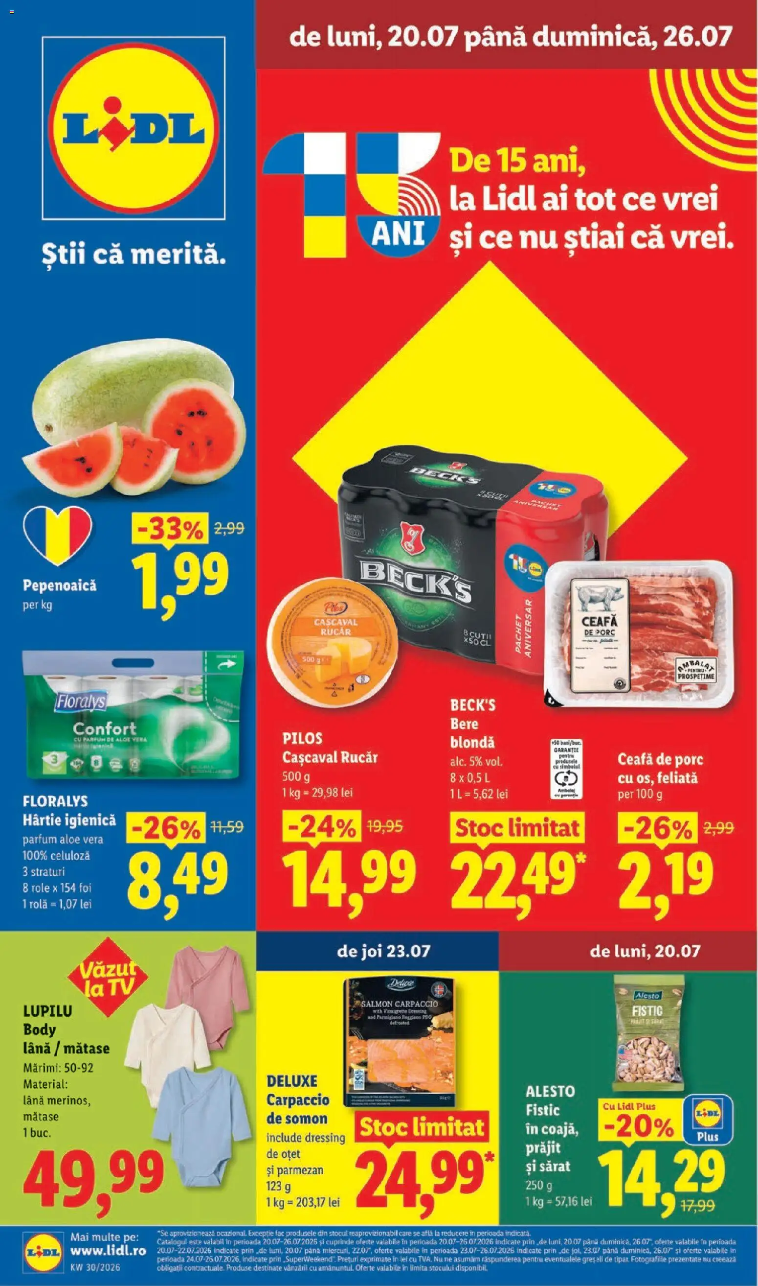Noul catalog Lidl – valabil de la 20.07.2026 | Pagină: 1 | Produse: Body, Sport, Somon, Parmezan