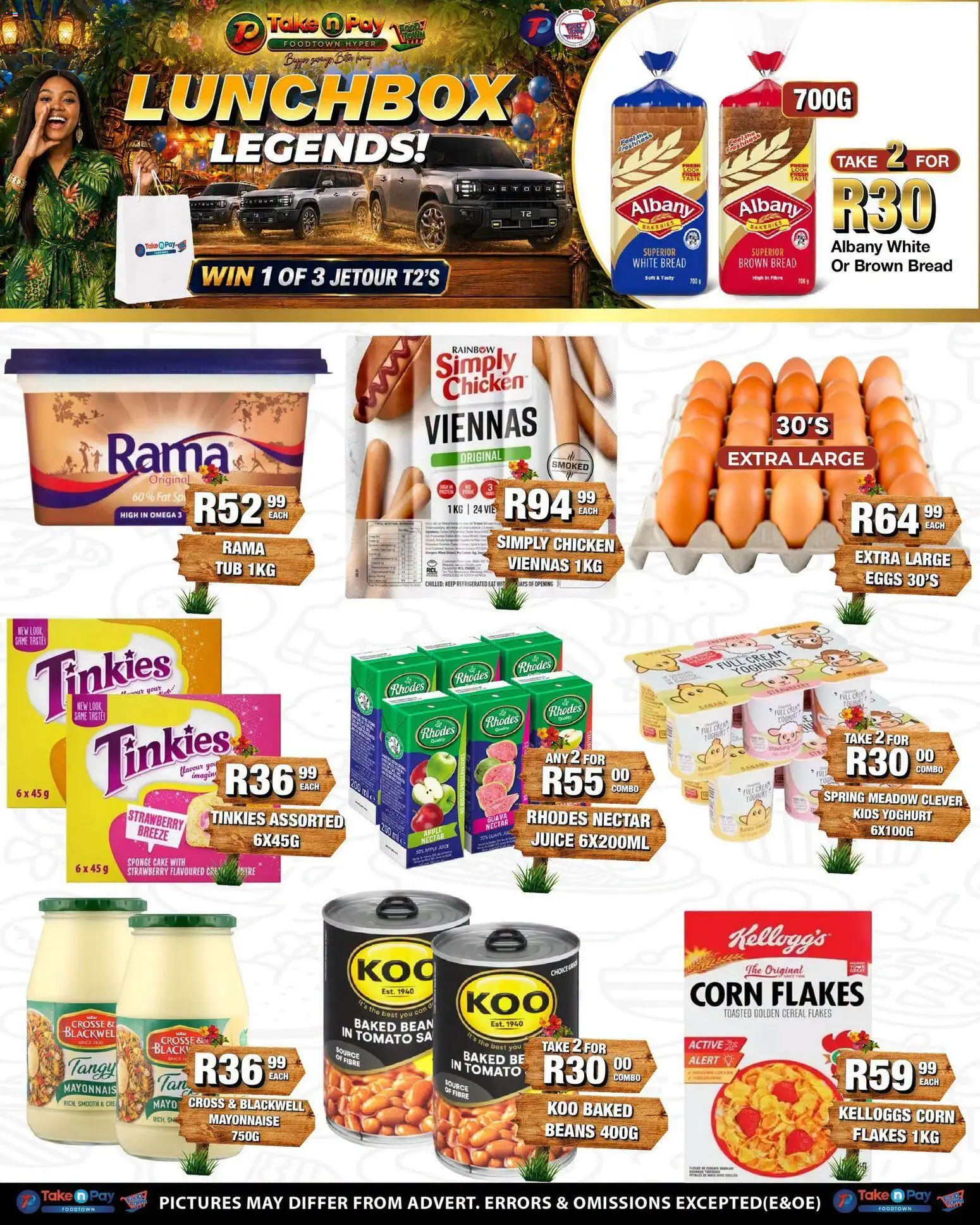 New Take n Pay catalogue – valid from 20/07/2026 | Page: 2 | Products: Yoghurt, Bread, Flakes, Mayonnaise