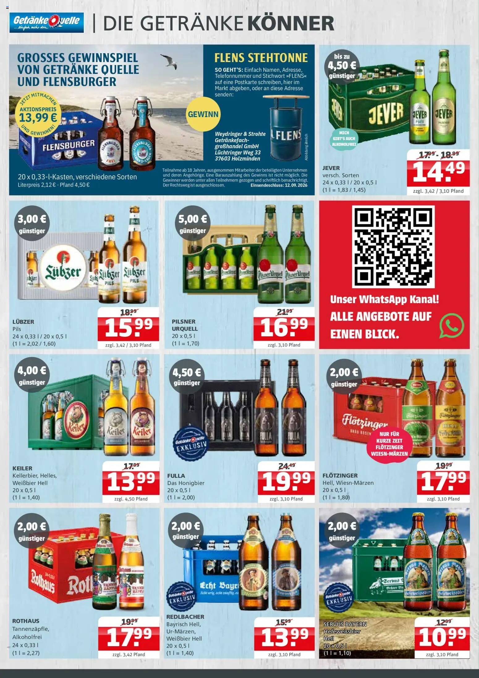 Getränke Quelle - Aktueller Prospekt – gültig ab 31.08.2026 | Seite: 2 | Produkte: Weißbier, Flensburger, Jever, Lubzer