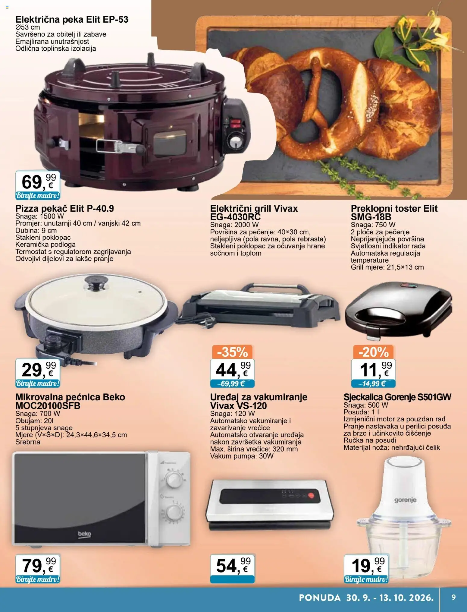 KTC katalog | vrijedi od 30.09.2026 | Stranica: 9 | Proizvodi: Toster, Pizza, Grill, Pećnica