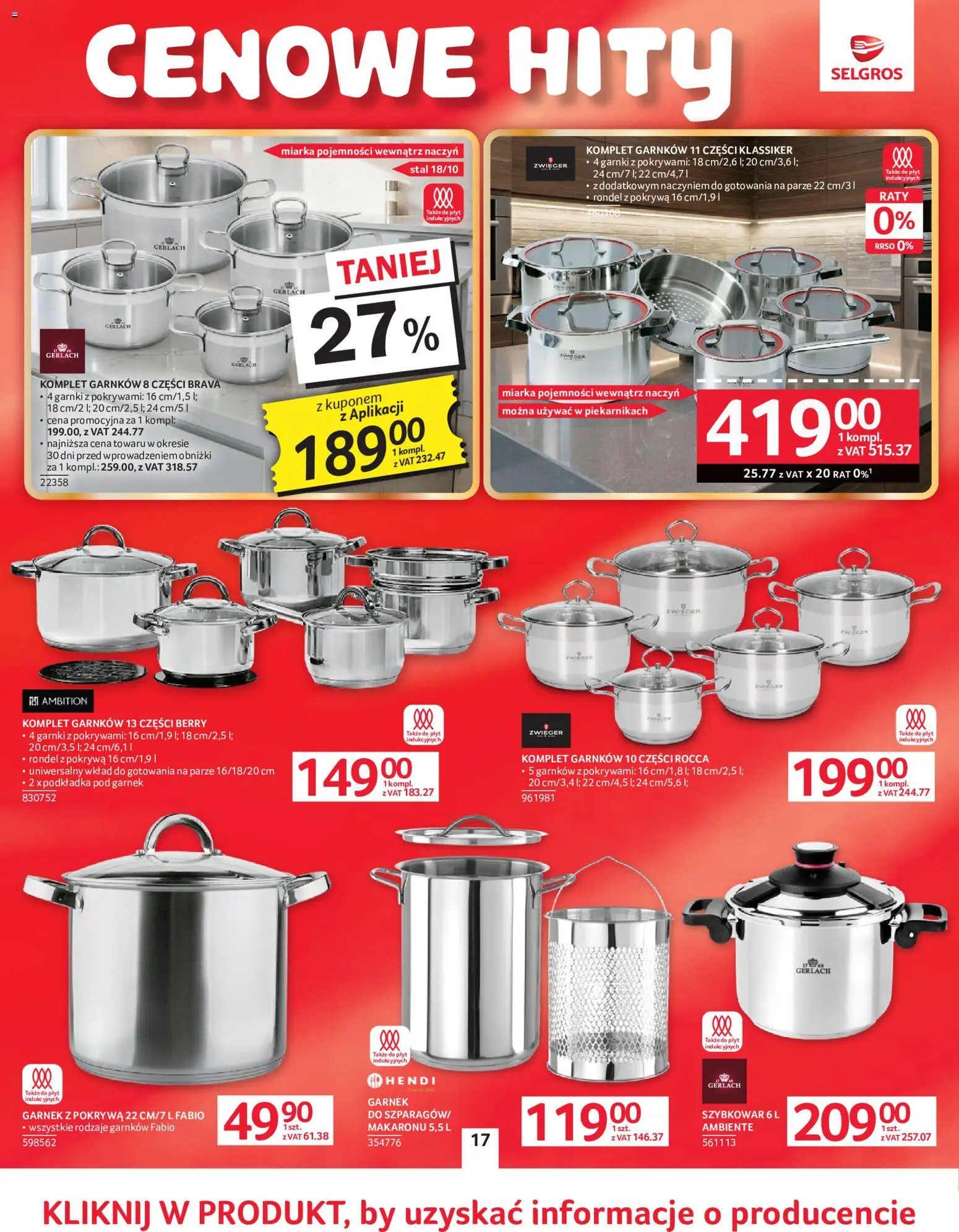 Selgros cash&carry gazetka - Oferta przemysłowa od 02.06.2026 | Strona: 20 | Produkty: Garnek, Komplet garnków, Szybkowar, Garnki