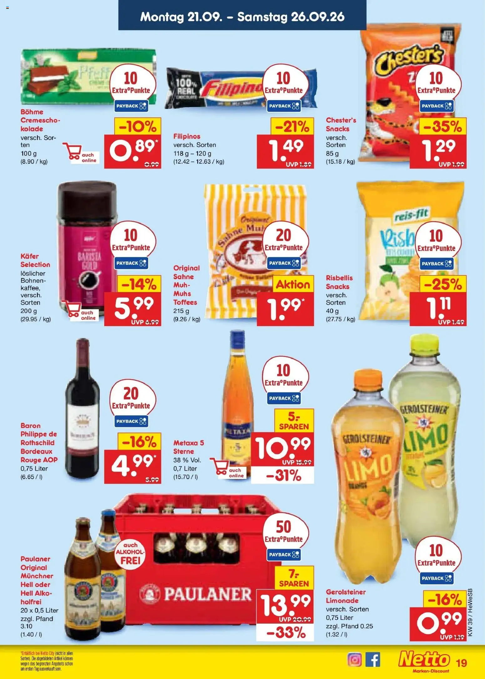 Netto Marken-Discount Prospekt Hamburg – gültig ab 21.09.2026 | Seite: 27 | Produkte: Alkohol, Sahne, Paulaner, Gerolsteiner