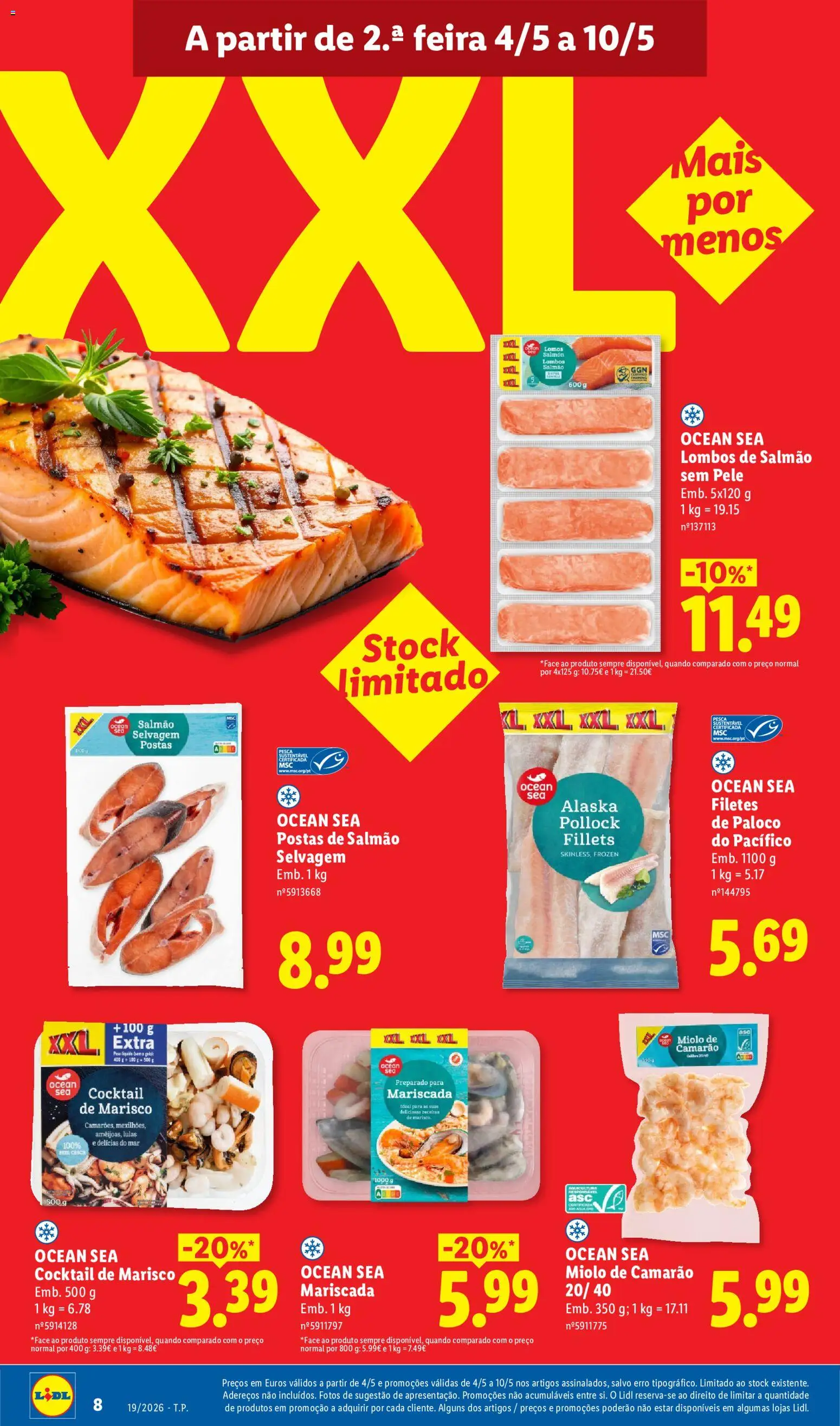 Lidl folheto │ válido de 04.05.2026 | Página: 8 | Produtos: Lulas, Camarão, Salmão