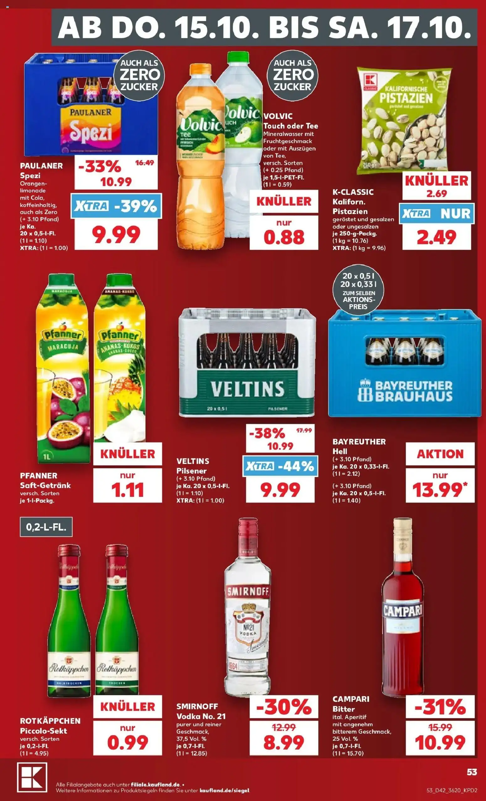 Prospekt Kaufland ab 12.10.2026 » Angebote Online zum Blättern | Seite: 57 | Produkte: Campari, Smirnoff, Tee, Volvic