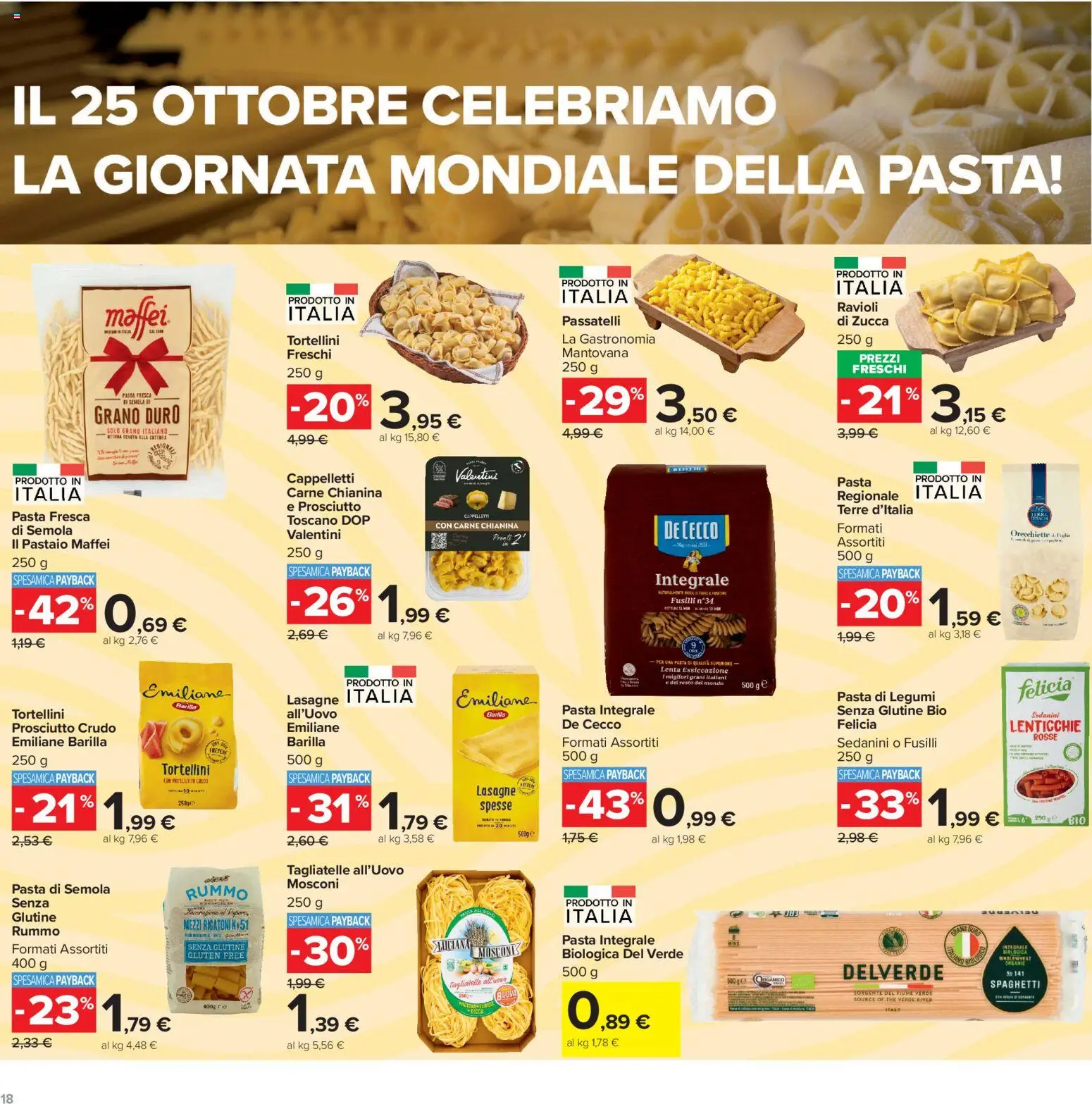Volantino Carrefour del 23/10/2026 | Pagina: 18 | Prodotti: Barilla, The, Orecchiette, Spaghetti