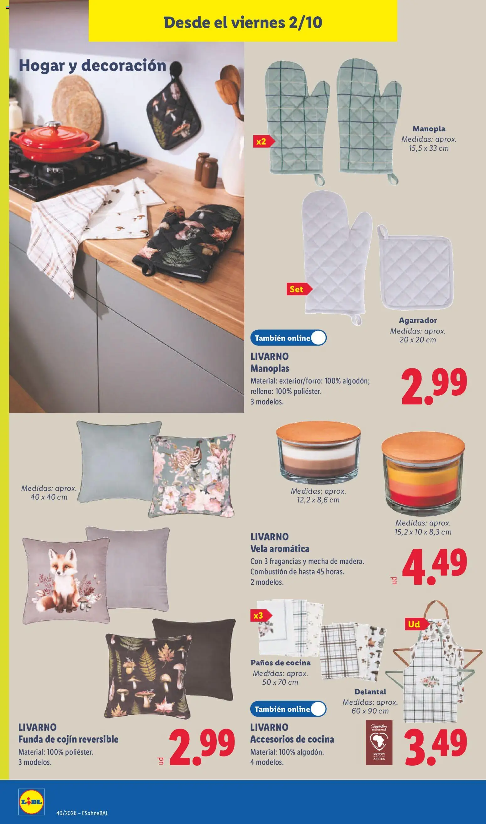 Lidl folleto de bazar │ válido desde el 28/09/2026 | Página: 32 | Productos: Vela, Vela aromática, Cocina, Funda de cojín