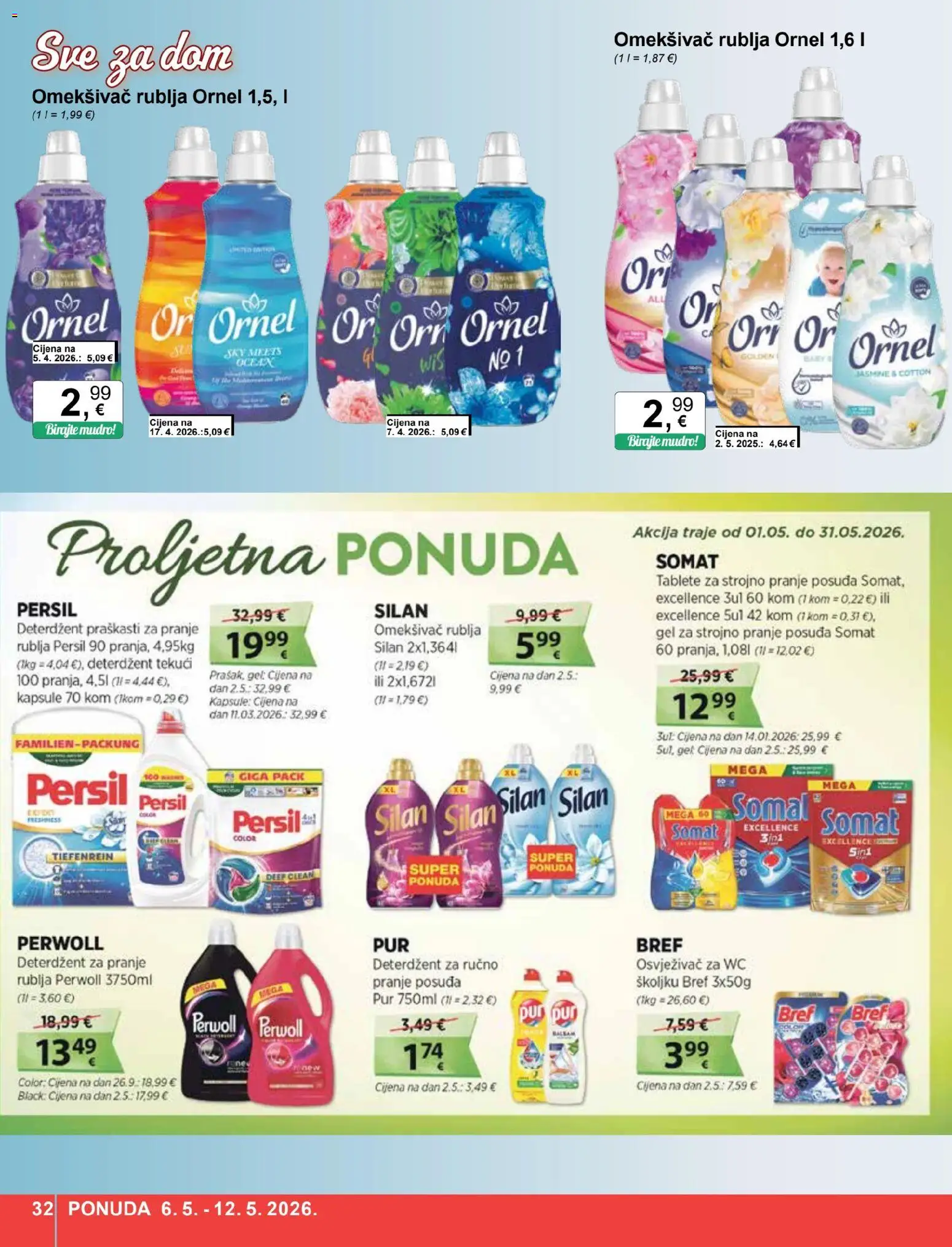 KTC katalog | vrijedi od 06.05.2026 | Stranica: 32 | Proizvodi: Omekšivač, Deterdžent, Somat, Perwoll
