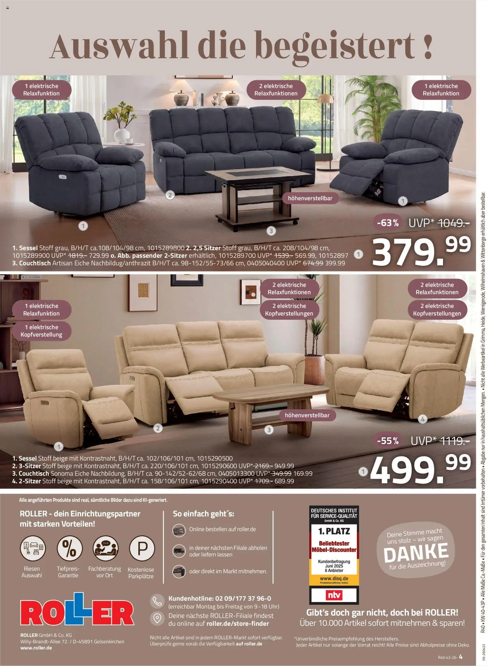 Roller Wohnzimmerprospekt – gültig ab 27.09.2026 | Seite: 4 | Produkte: Sessel, Couchtisch, Bilder, Uhr