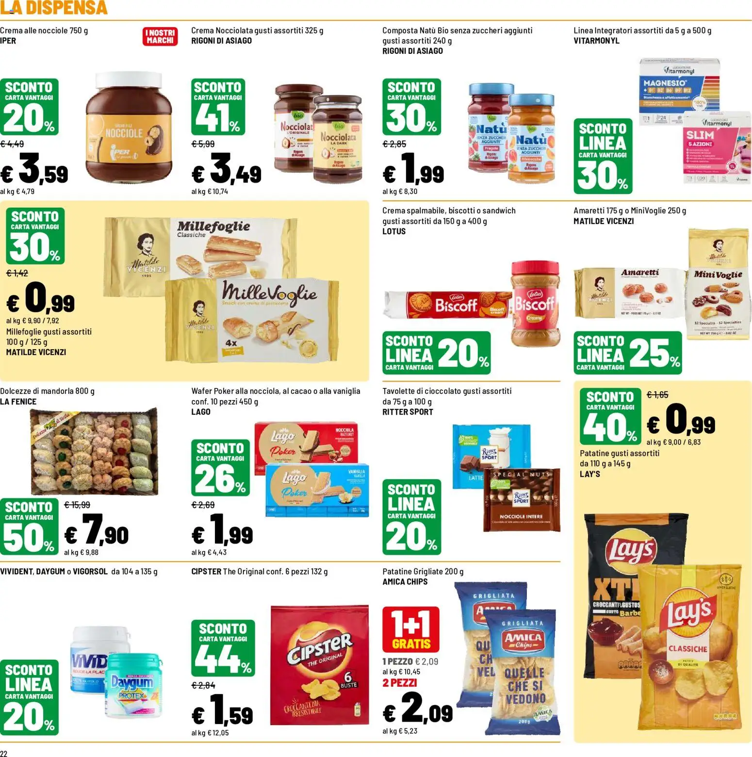 Volantino Iper del 19/08/2026 | Pagina: 22 | Prodotti: Vaniglia, Latte, Nocciole, Albicocche