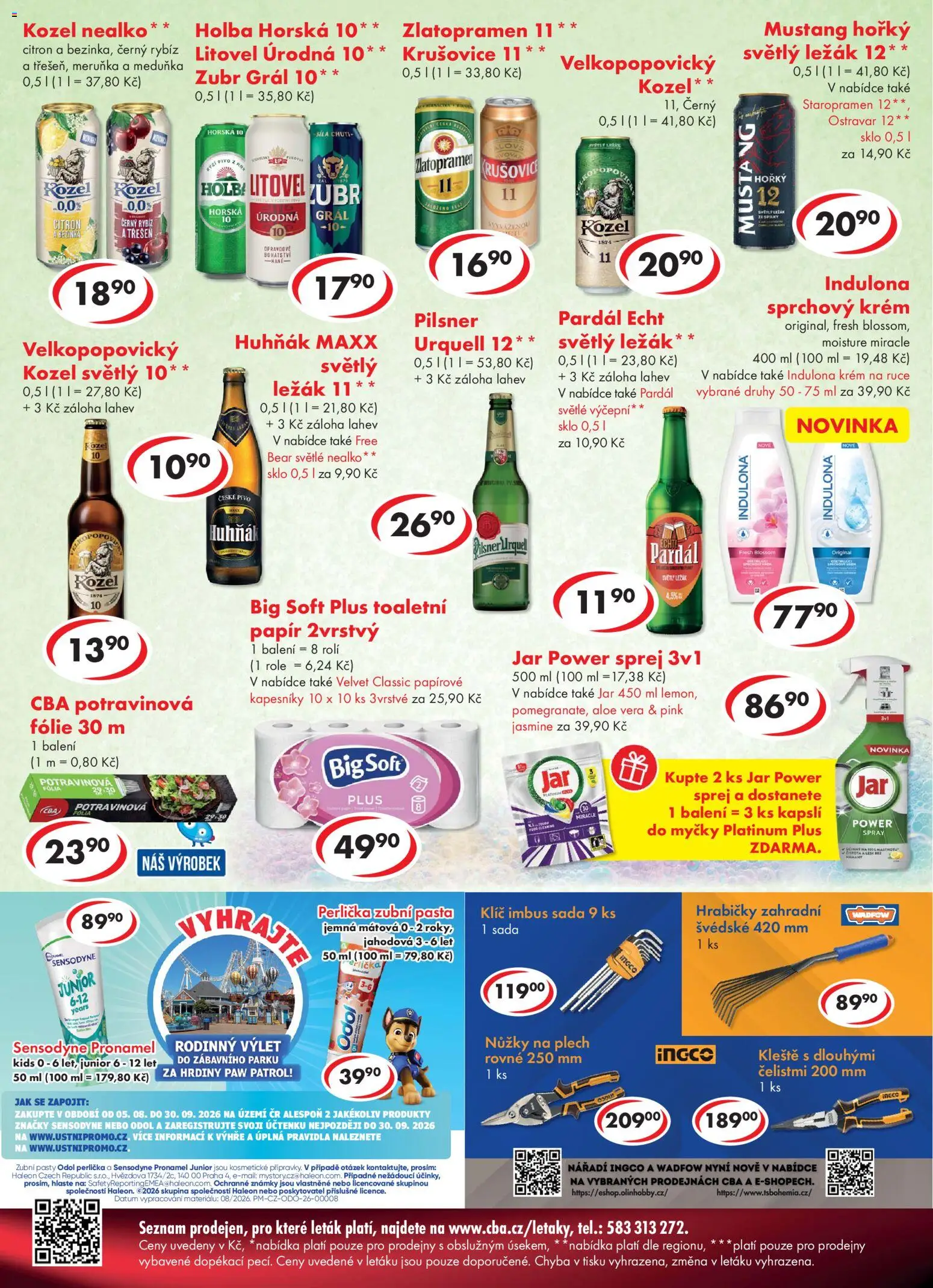 CBA leták od 19.08.2026 | Strana: 6 | Produkty: Kozel, Pilsner Urquell, Zlatopramen 11, Jar