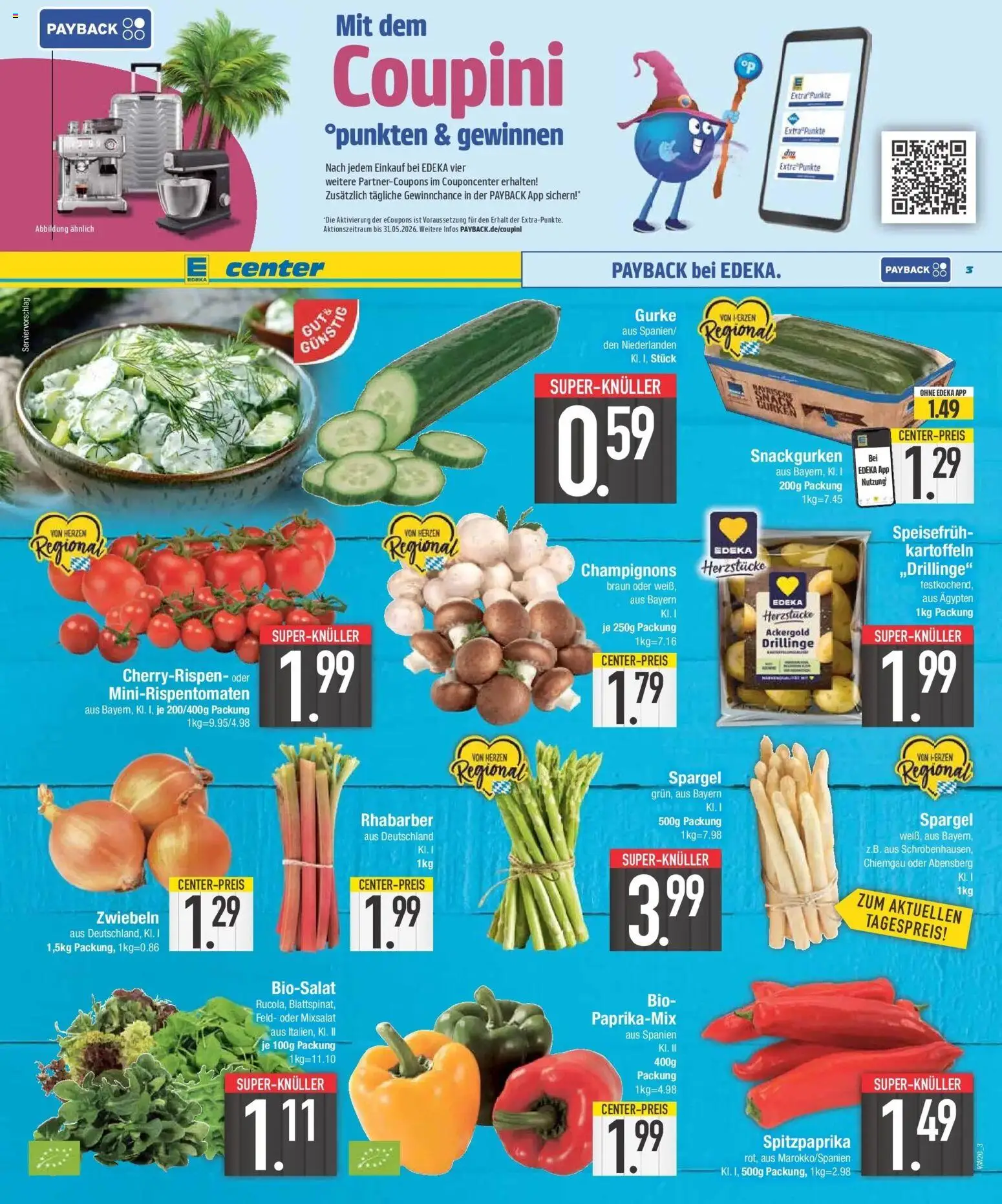 Edeka prospekt Niederwinkling	 – gültig ab 10.05.2026 | Seite: 3 | Produkte: Champignons, Kartoffeln, Zwiebeln, Rhabarber