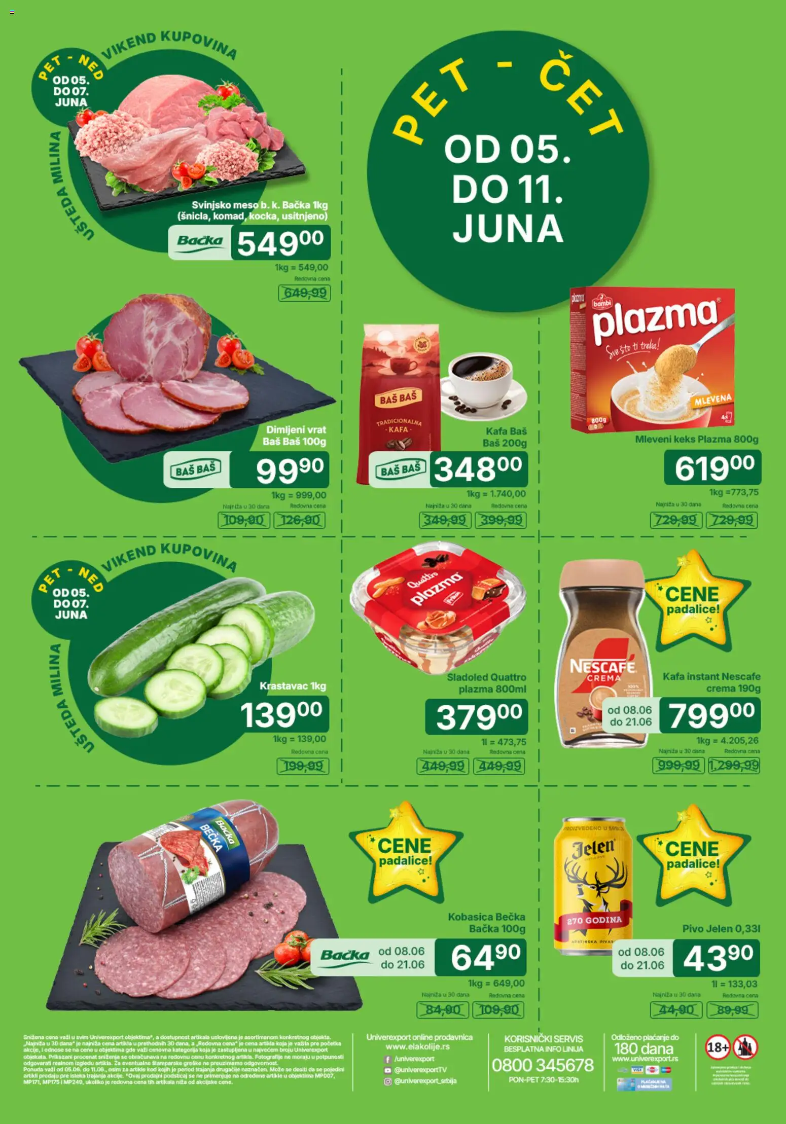 Univerexport katalog - važi od 05.06.2026 | Strana: 1 | Proizvode: Keks, Sladoled, Plazma, Kobasica