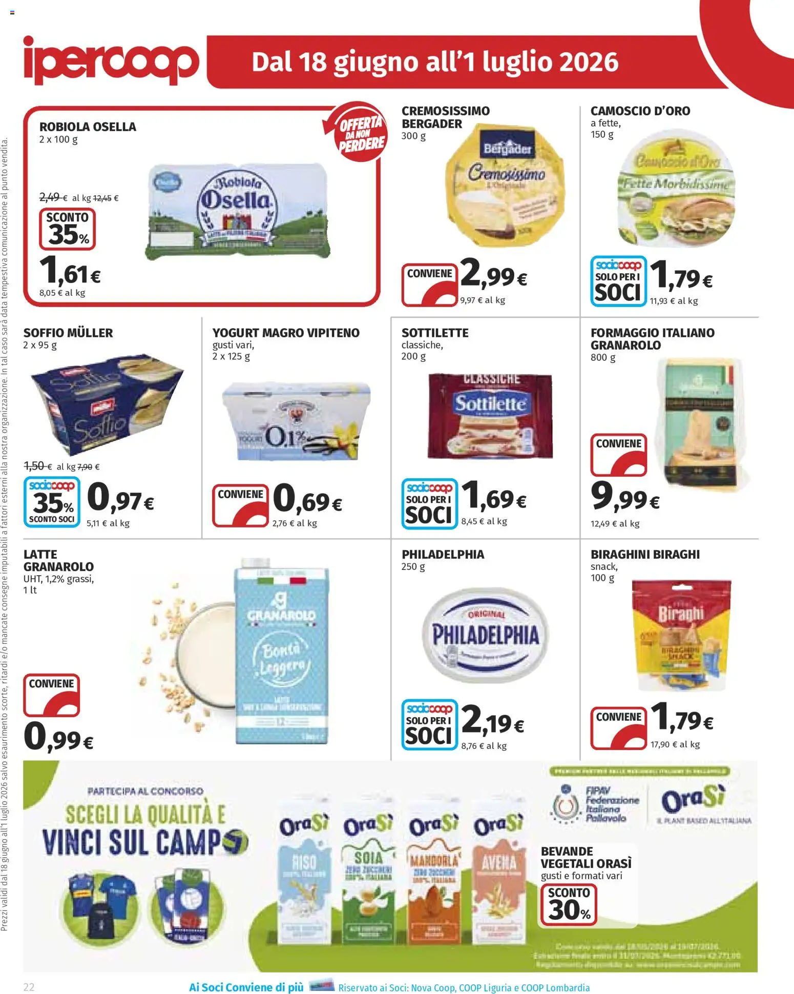 Volantino Ipercoop del 18.06.2026 | Pagina: 22 | Prodotti: Yogurt, Latte, Formaggio, Robiola