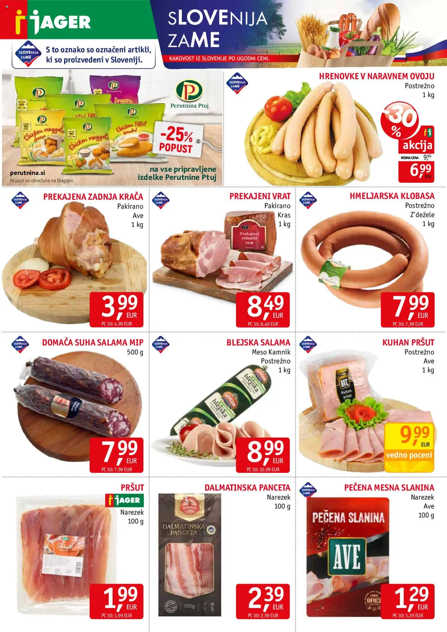 Novi Jager katalog ponudbe – veljaven od 02.09.2026 | Stran: 2 | Izdelki: Hrenovke, Narezek, Slanina, Salama
