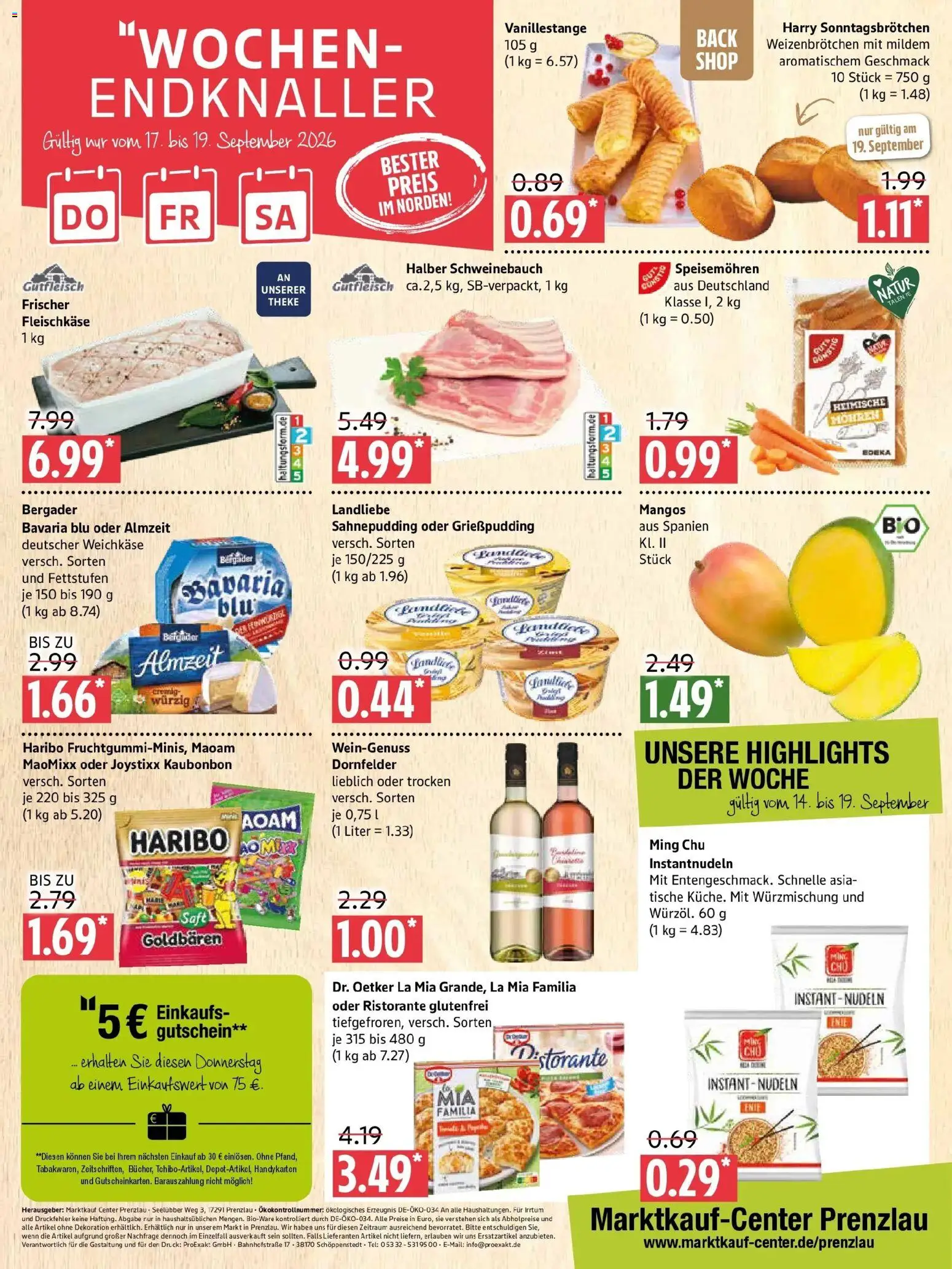 Marktkauf Prospekt Prenzlau (ab 14.09.2026) » Angebote online | Seite: 12 | Produkte: Ristorante, Haribo, Schweinebauch, Nudeln