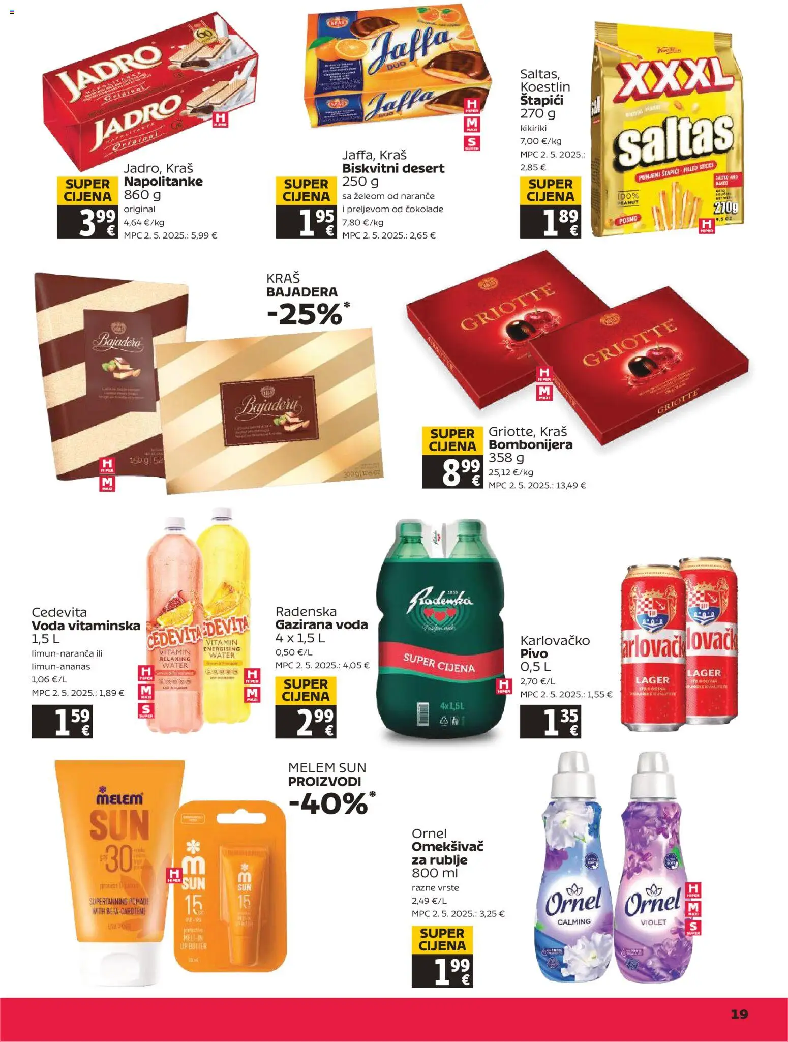 Tommy katalog | vrijedi od 09.07.2026 | Stranica: 19 | Proizvodi: Radenska, Karlovačko, Melem, Napolitanke