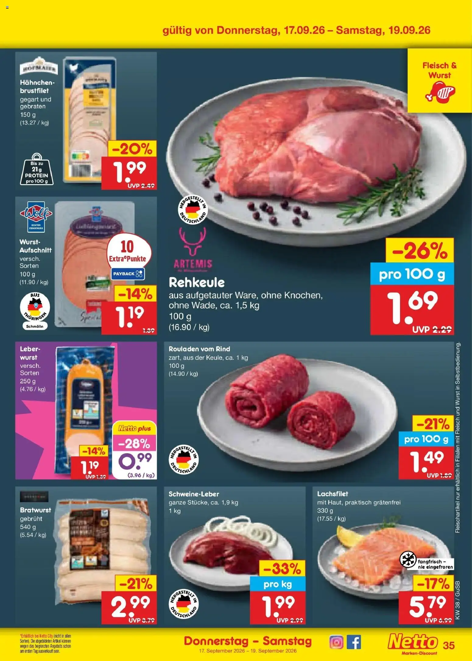 Netto Marken-Discount Prospekt Machern – gültig ab 14.09.2026 | Seite: 49 | Produkte: Hahnchen, Bratwurst, Wurst, Fleisch
