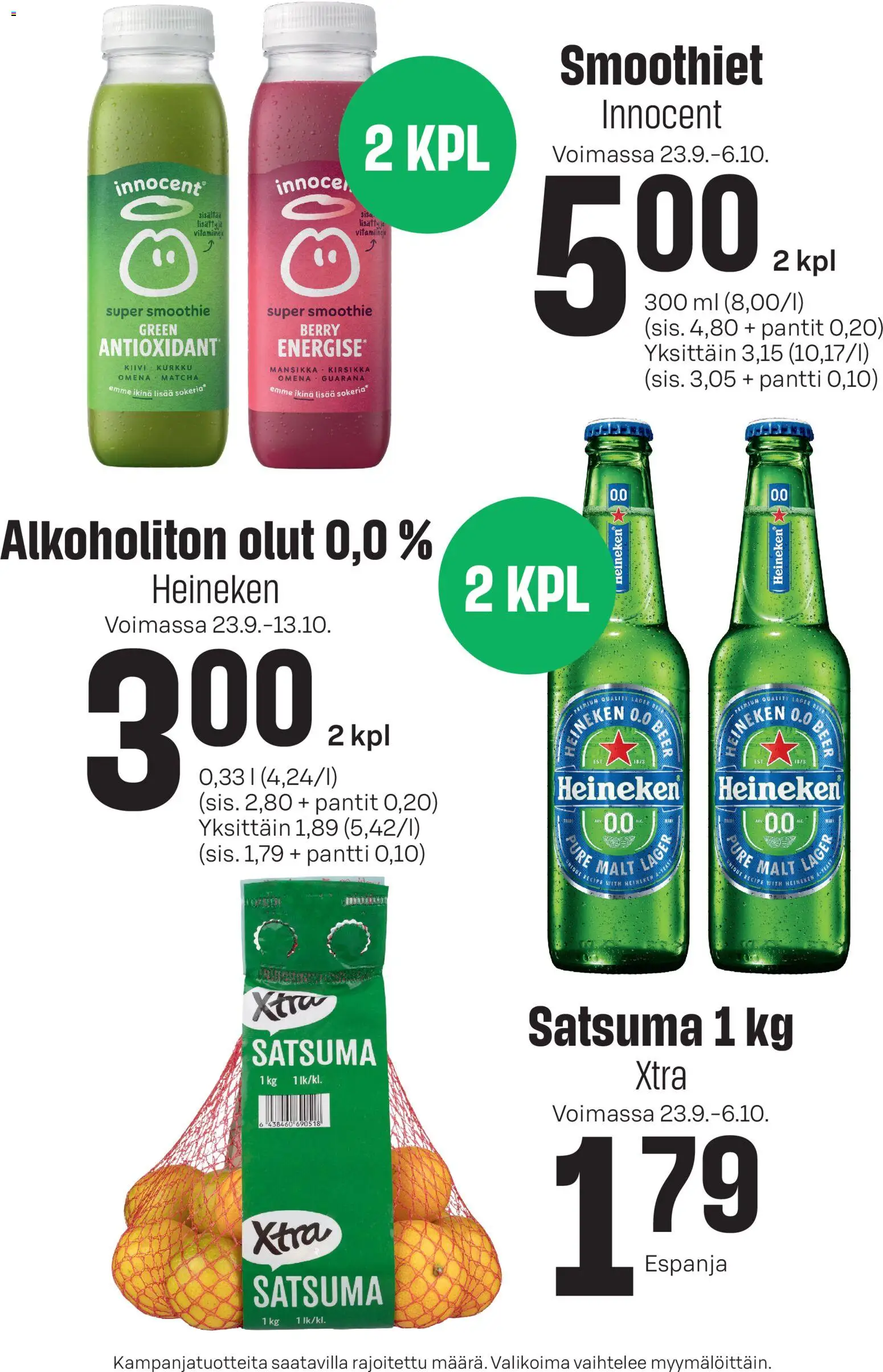 S-market tarjoukset – voimassa 23/09/2026 alkaen | Sivu: 1 | Tuotteet: Satsuma, Alkoholiton olut, Olut, Kurkku