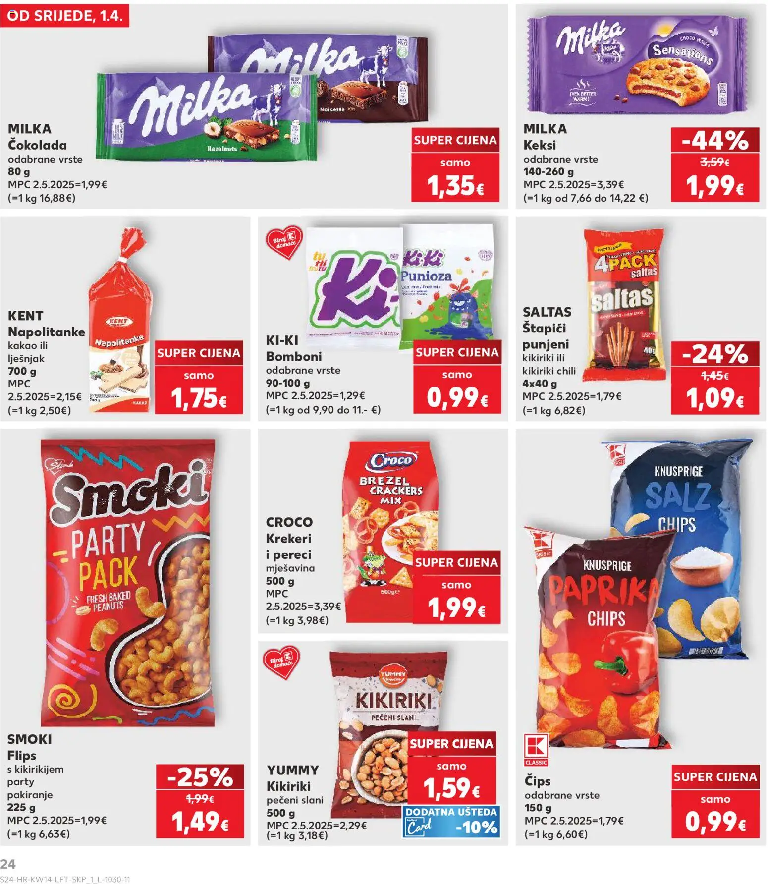 Kaufland katalog | vrijedi od 01.04.2026 | Stranica: 24 | Proizvodi: Keksi, Čokolada, Milka, Krekeri