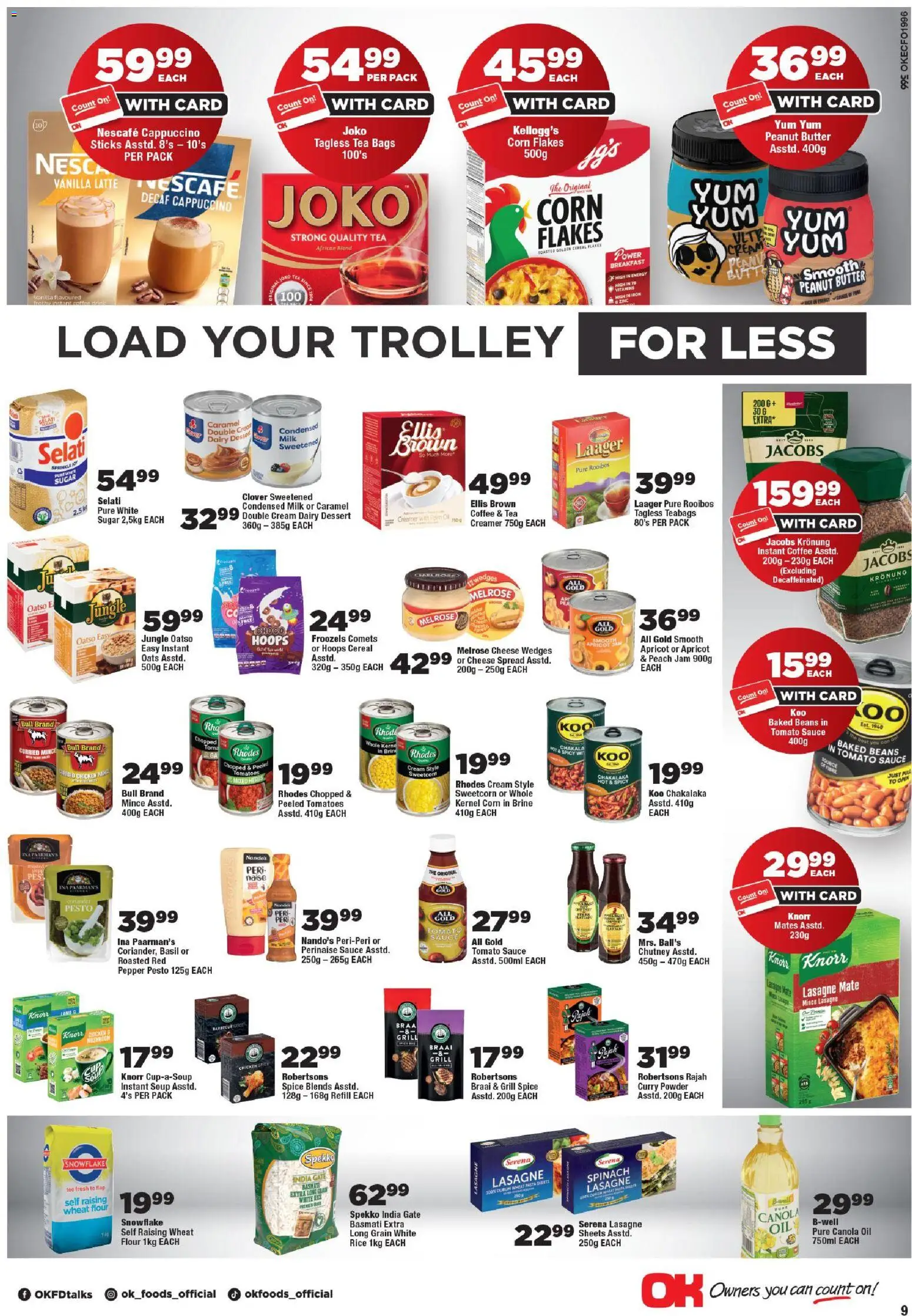 New OK Foods catalogue – valid from 25.05.2026 | Page: 9 | Products: Chutney, Butter, Chicken, Sugar