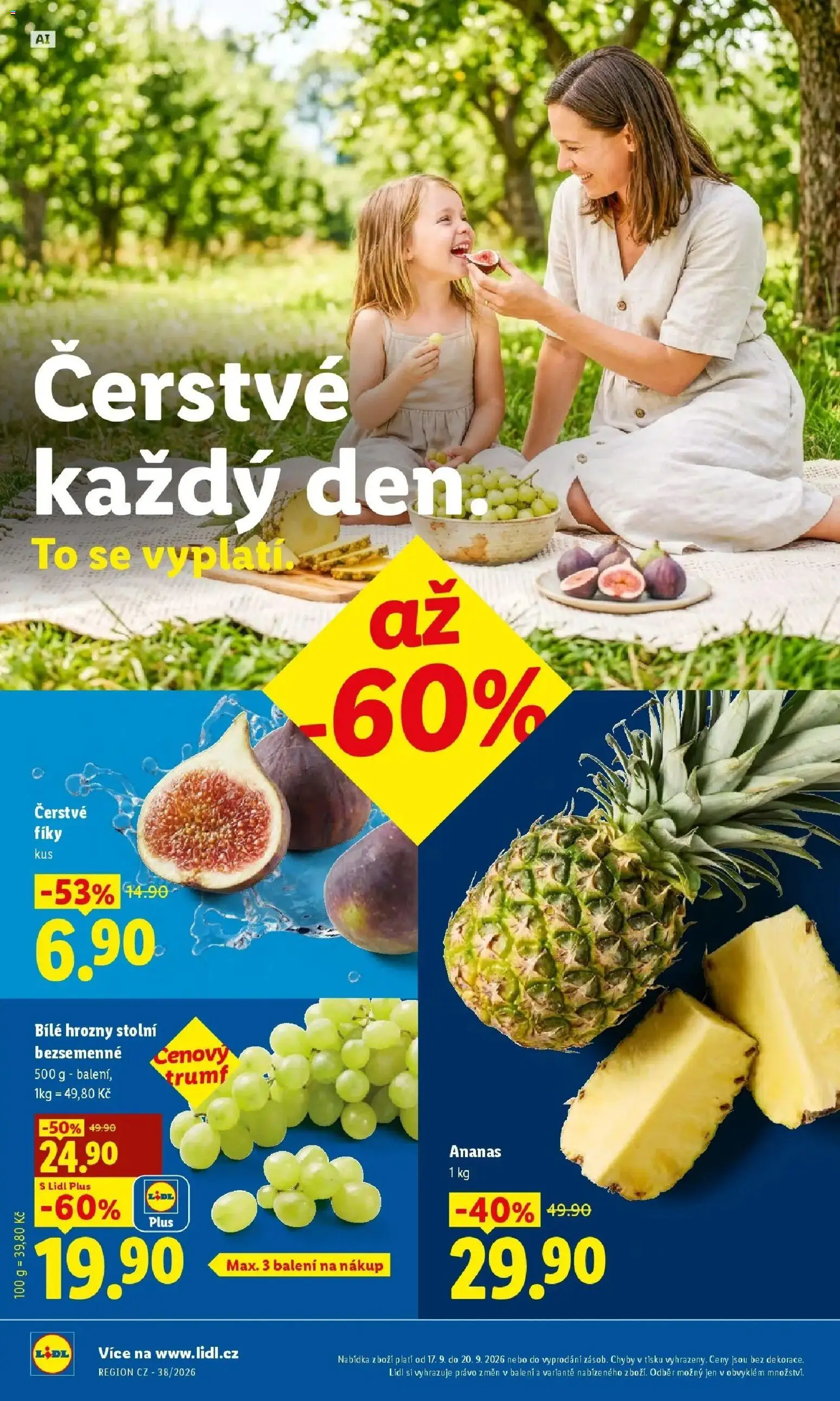 Lidl leták od 17.09.2026 - Nový akční leták | Strana: 10 | Produkty: Fíky, Ananas, Bílé hrozny, Hrozny