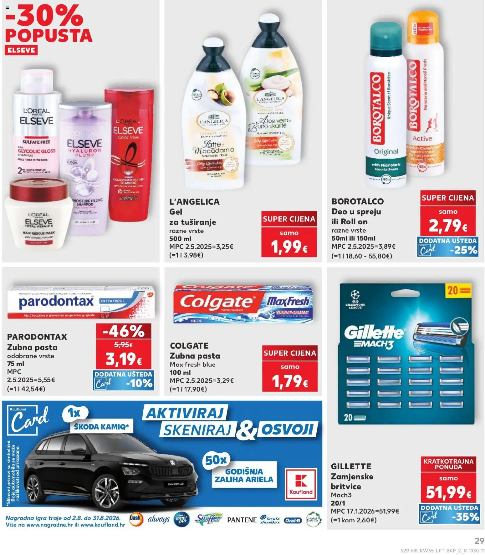 Kaufland HR akciós ujság - amely érvényes a következő dátumtól: 2026.08.26. | Oldal: 29 | Termékek: Colgate, Gillette, Pantene, Mandarin
