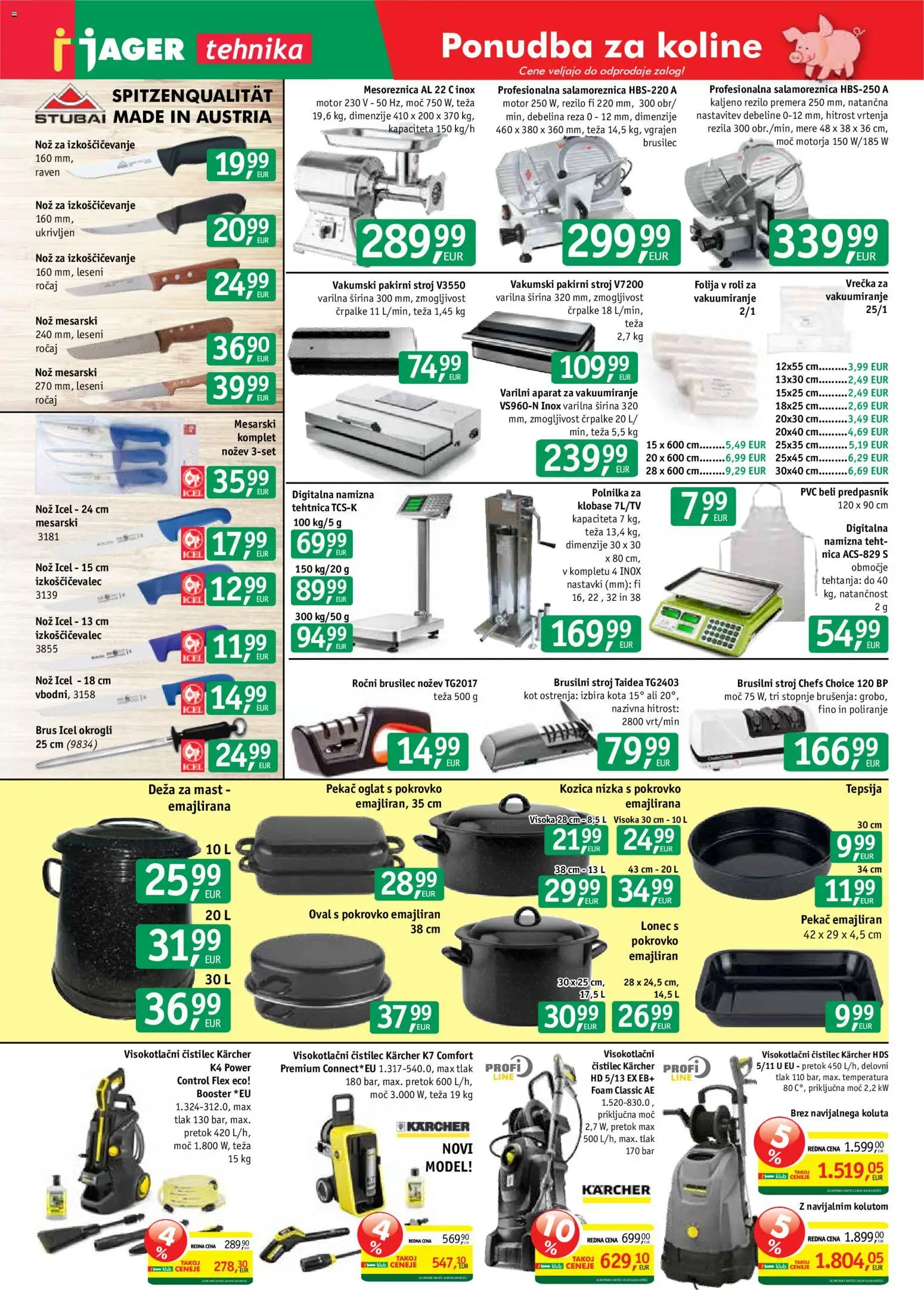 Novi Jager katalog ponudbe – veljaven od 28.10.2026 | Stran: 10 | Izdelki: Teza, Mesoreznica, Folija, Tehtnica