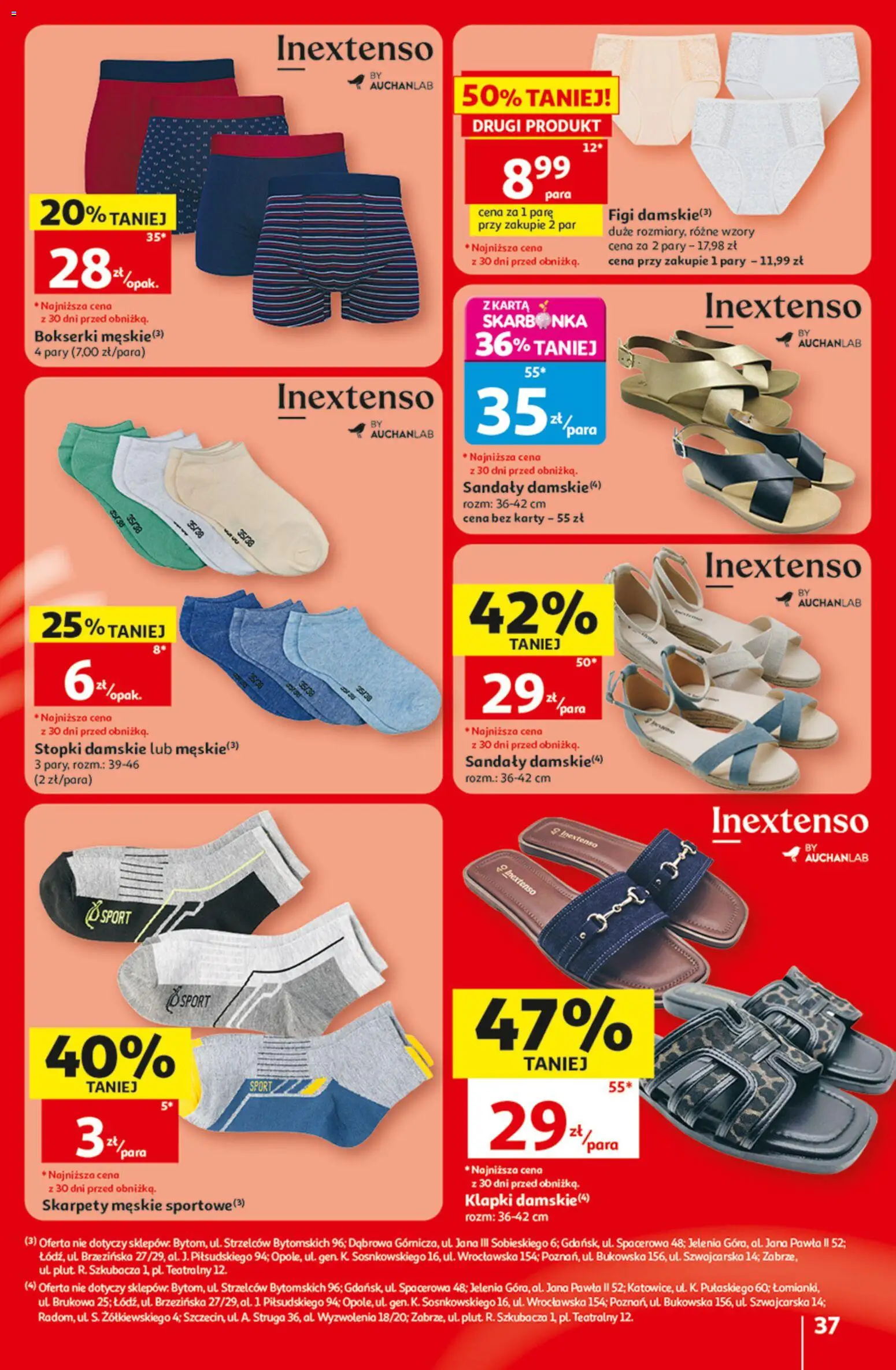 Auchan gazetka - 30 Lat Hipermarket od 09.07.2026 | Strona: 37 | Produkty: Karta, Bokserki, Sandały, Klapki