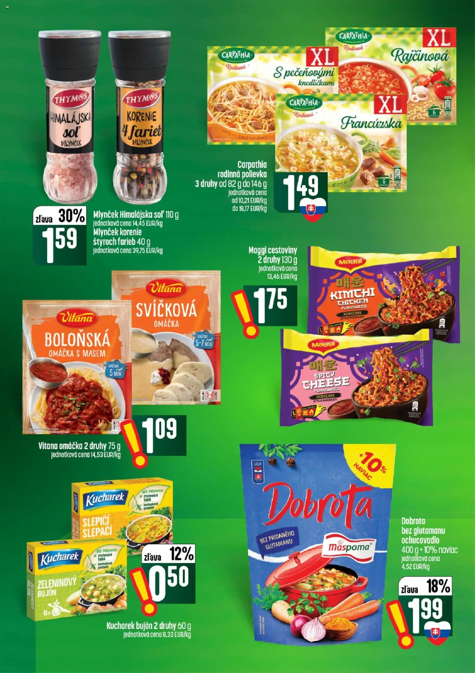 Nové COOP Jednota akcie – leták je platný od 13.08.2026 | Strana: 34 | Produkty: Cestoviny, Korenie, Kimchi, Mlynček
