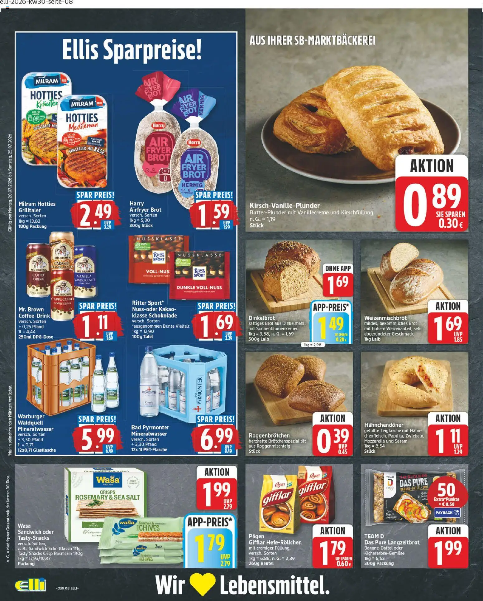 Elli Markt Prospekt Hövelhof – gültig ab 20.07.2026 | Seite: 8 | Produkte: Schokolade, Mozzarella, Milram, Dattel