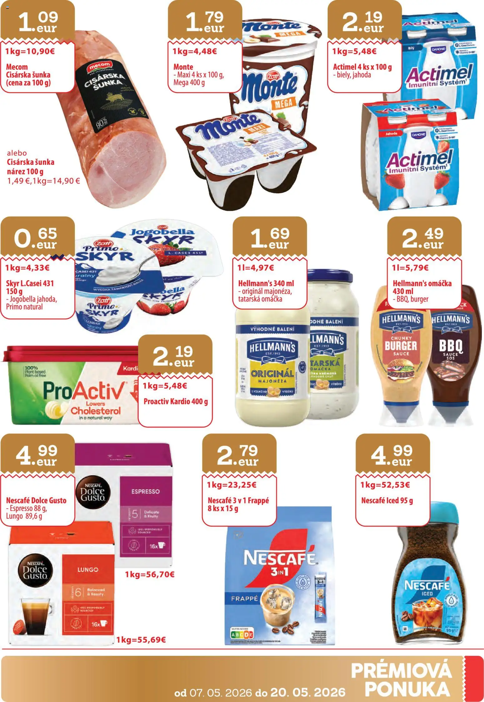 Nové CBA Verex akcie – leták je platný od 07.05.2026 | Strana: 31 | Produkty: Dolce Gusto, Šunka, Omáčka, Actimel