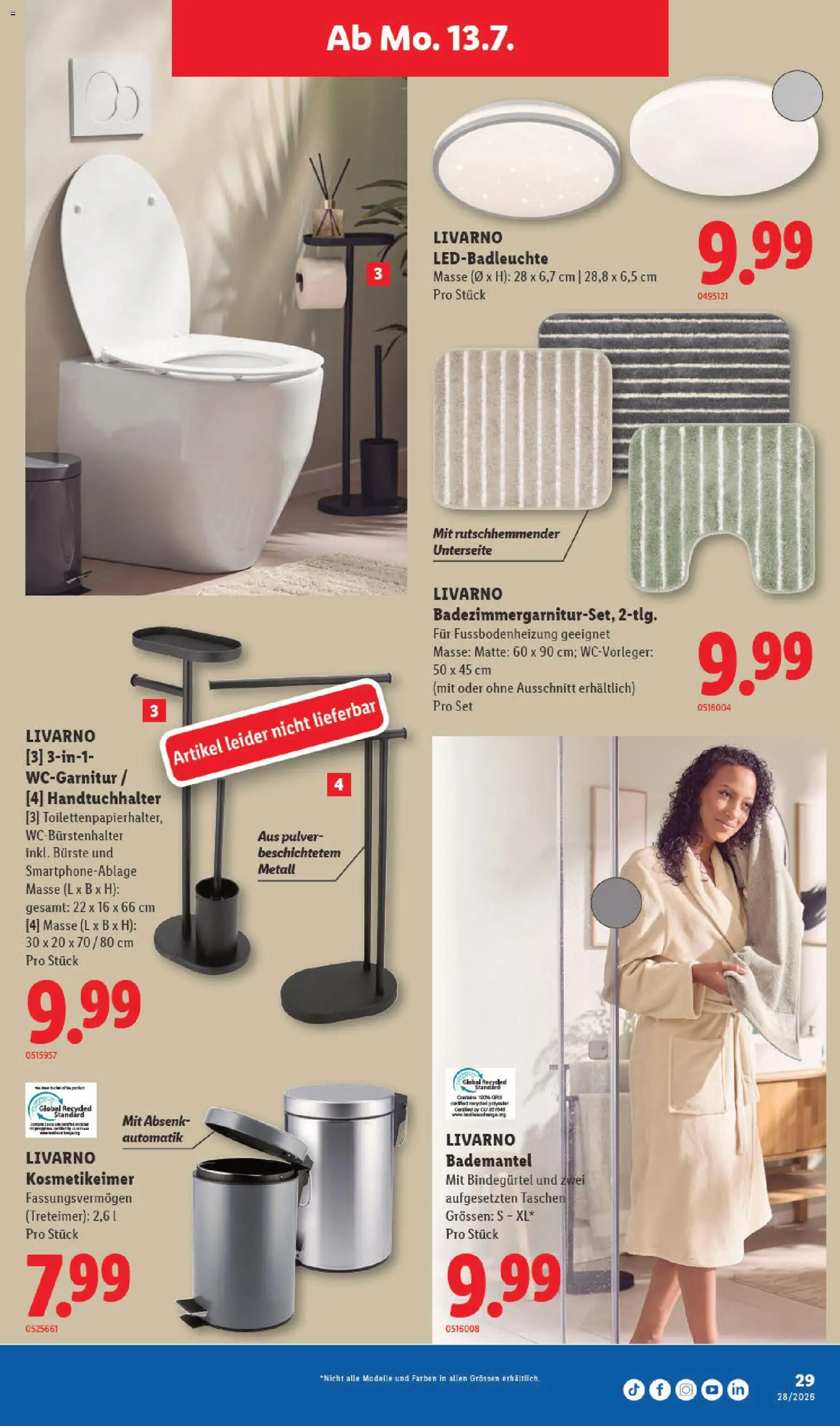 Lidl aktionen – gültig ab 09.07.2026 | Seite: 33 | Produkte: Handtuchhalter, Pulver, Bürste, Bademantel