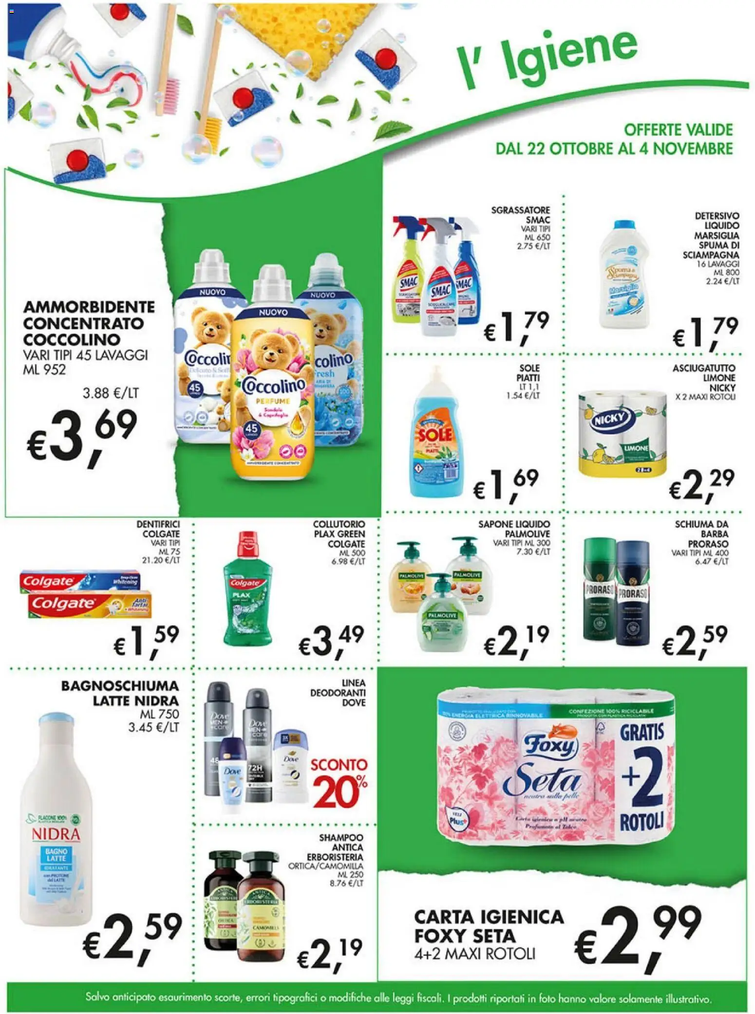 Volantino Coal del 22/10/2026 | Pagina: 15 | Prodotti: Schiuma, Carta igienica, Latte, Bagno