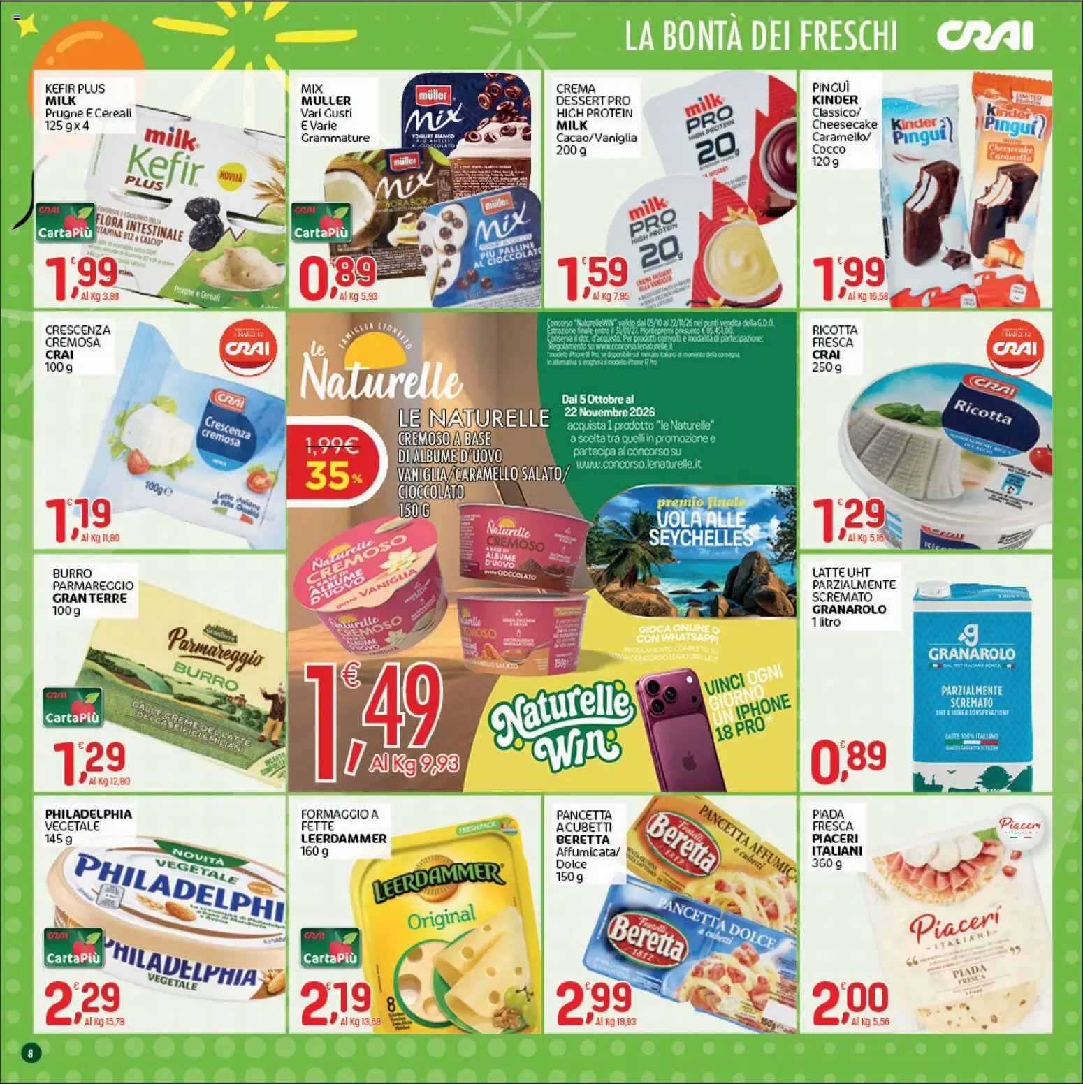 Volantino CRAI del 15/10/2026 | Pagina: 8 | Prodotti: Iphone, Cioccolato, Prugne, Cocco