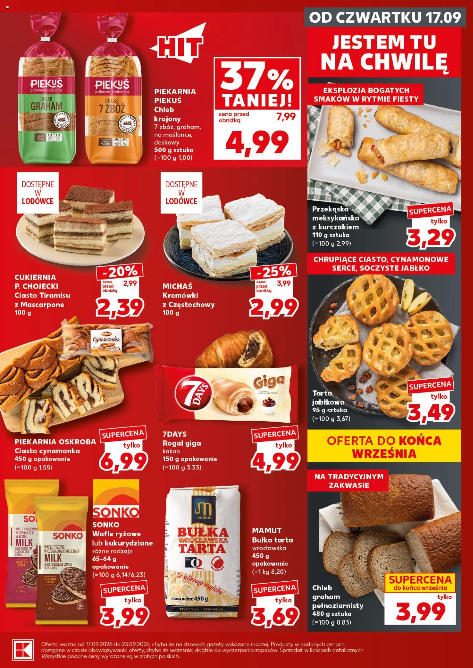 Kaufland Polsko leták - Mocny start od 21.09.2026 | Strana: 13 | Produkty: Chléb, Tiramisu, Kakao, Mascarpone