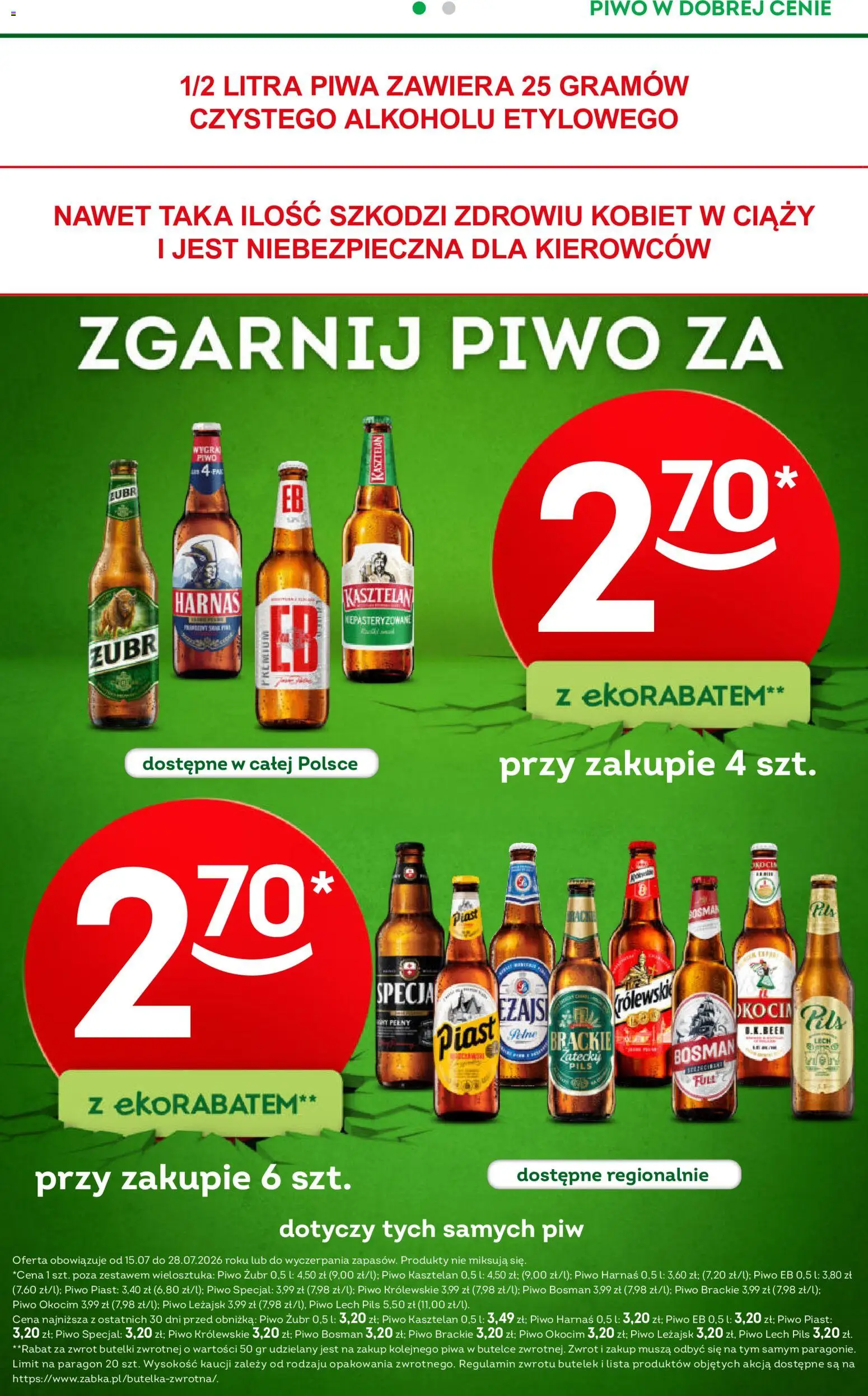 Żabka gazetka od 15.07.2026 | Strona: 52 | Produkty: Piwo kasztelan, Piwo Królewskie, Piwo, Piwo Leżajsk