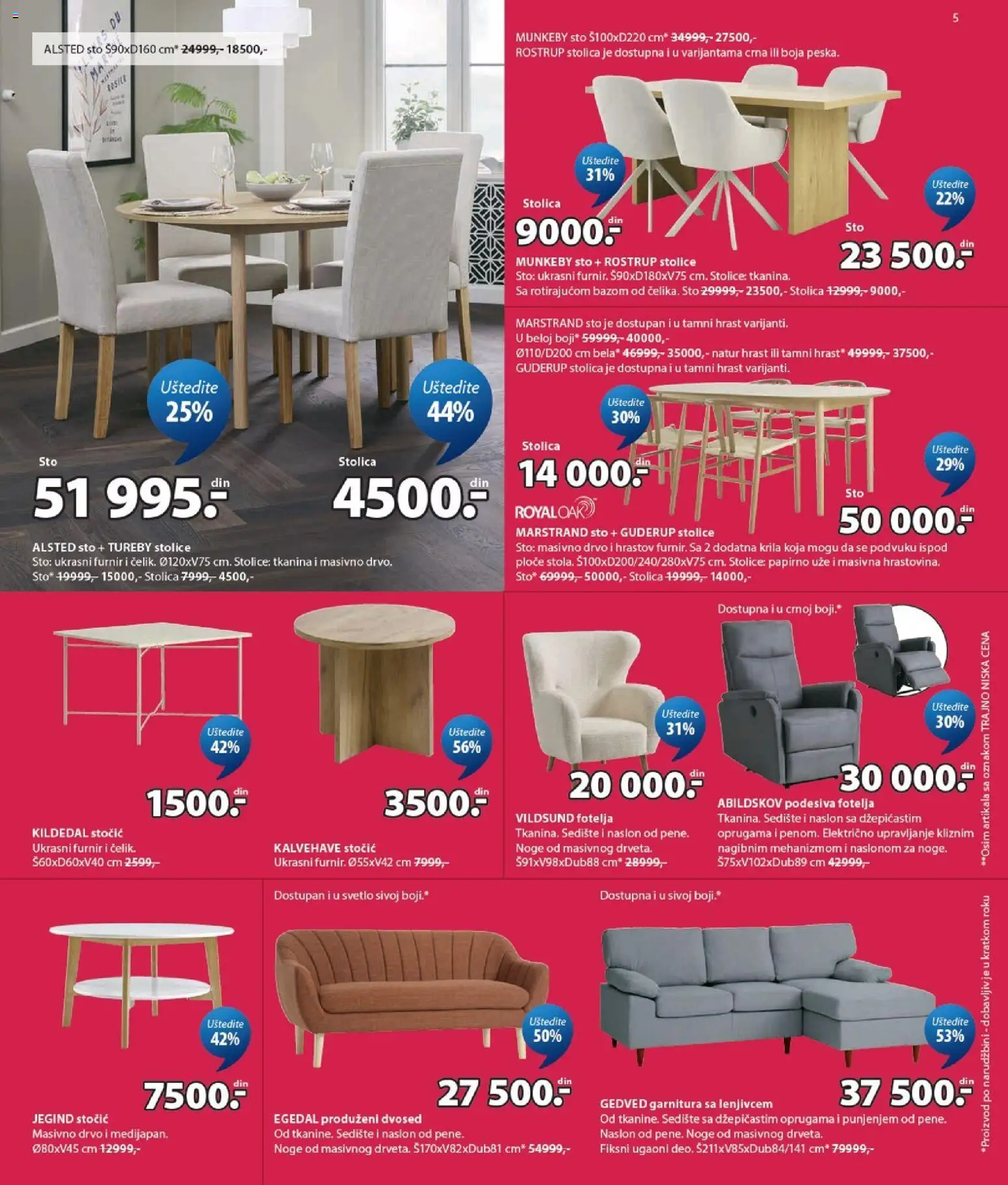 Jysk katalog - važi od 17.06.2026 | Strana: 5 | Proizvode: Fotelja, Sto, Stolica, Dvosed
